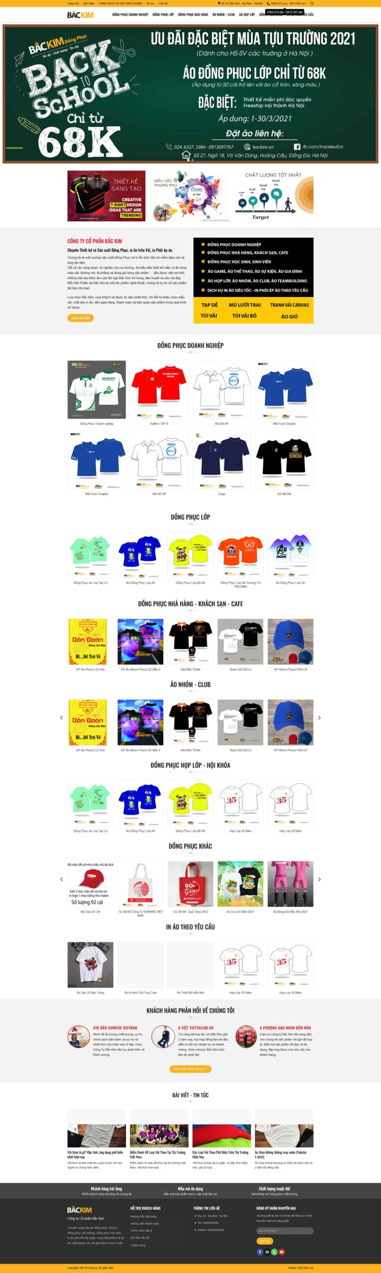 Website Áo Đồng Phục giao diện website bán hàng đồng phục chuyên nghiệp