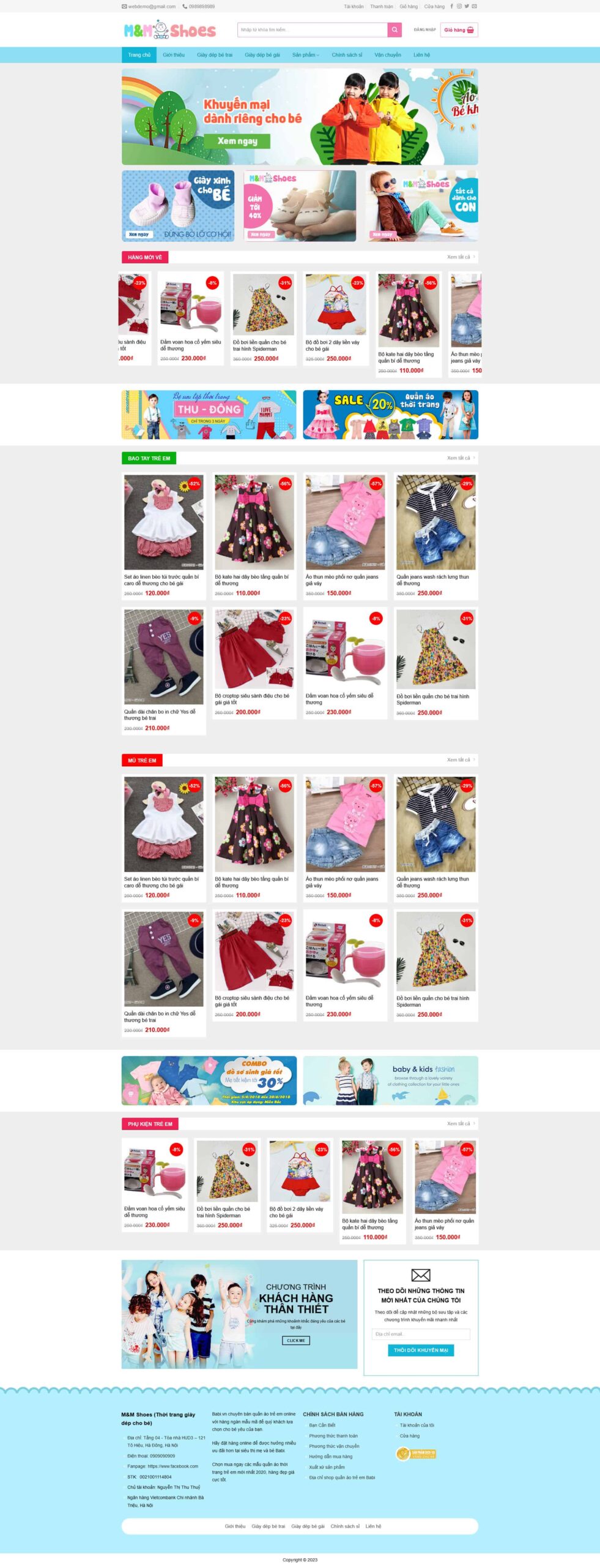 Website Baby Shop 02 hiển thị sản phẩm thời trang trẻ em