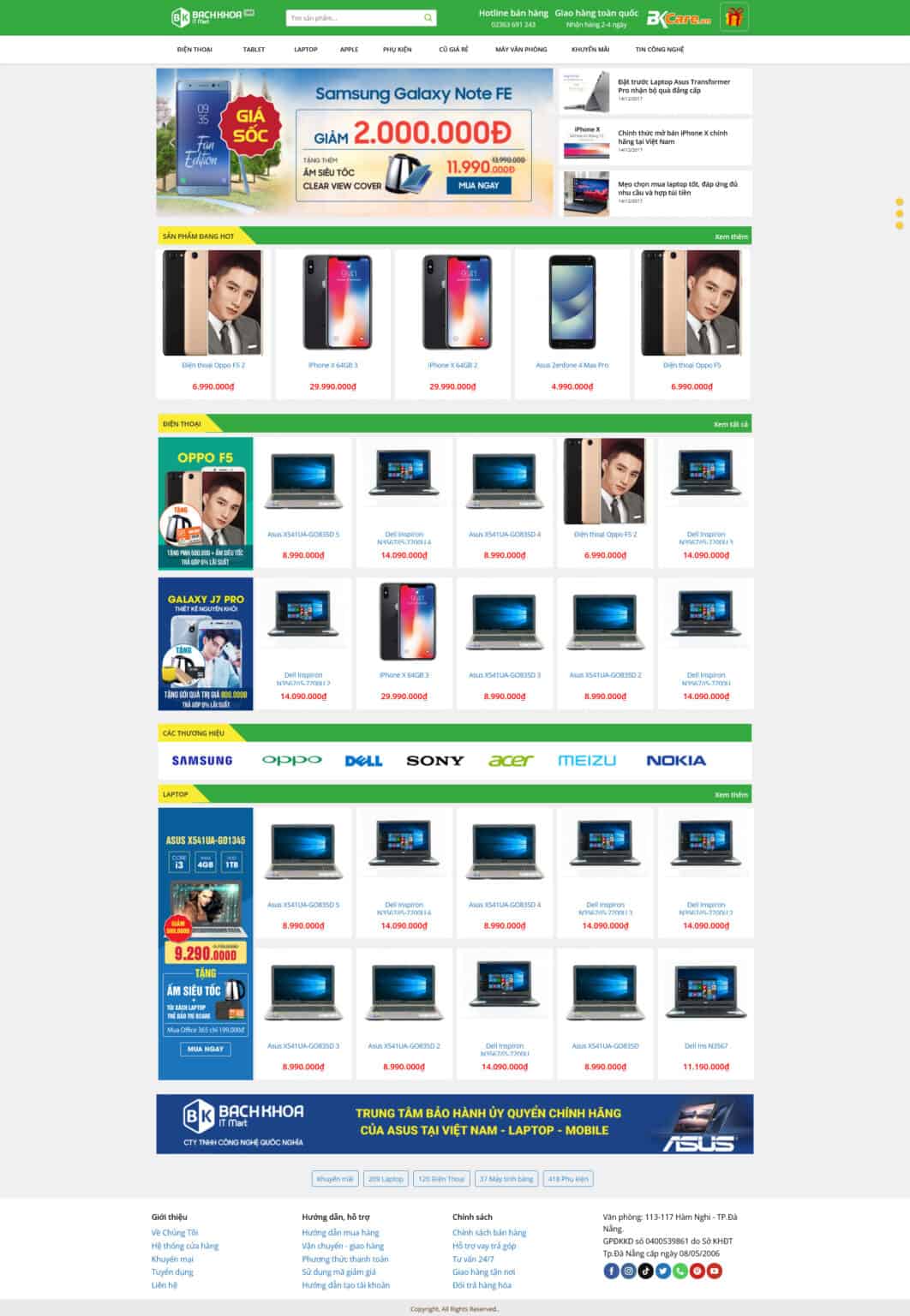 Website Bách Khoa Shop giao diện website bán điện thoại và máy tính chuyên nghiệp