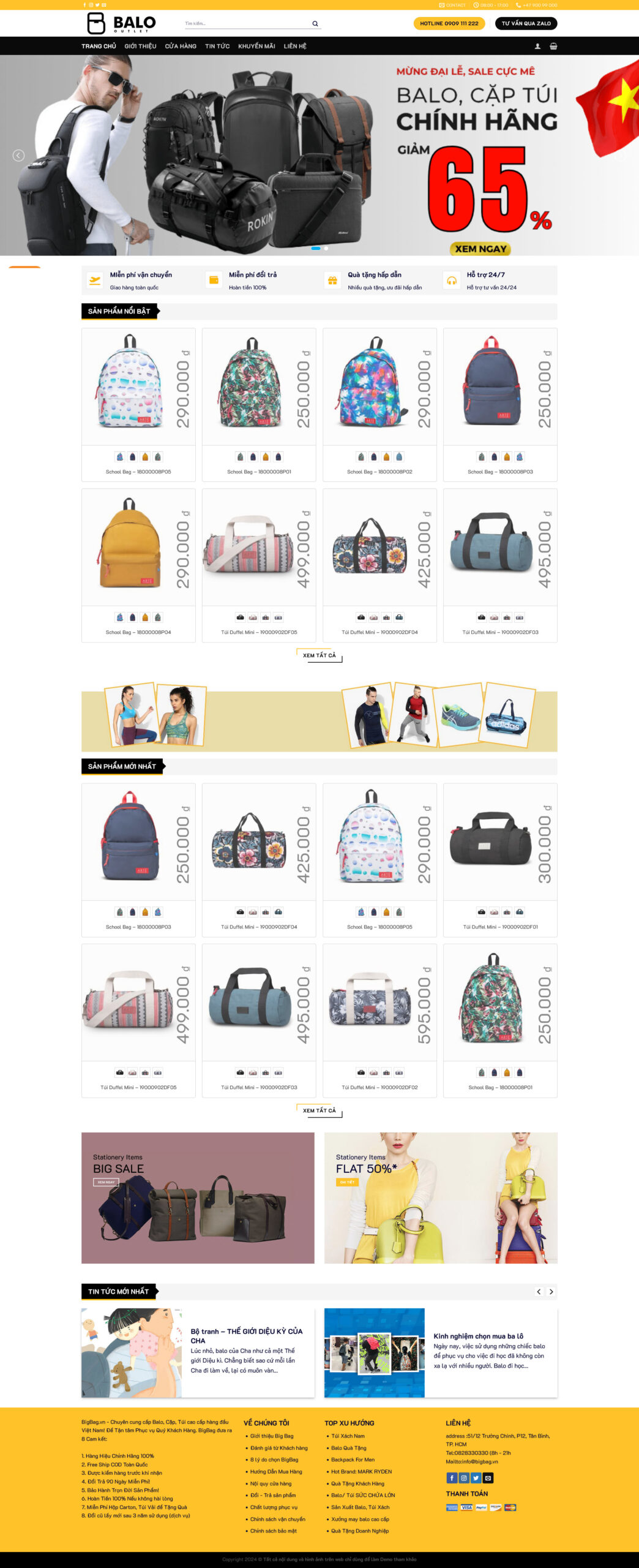 Website Bán Balo 01 giao diện website bán balo và túi xách thời trang chuyên nghiệp