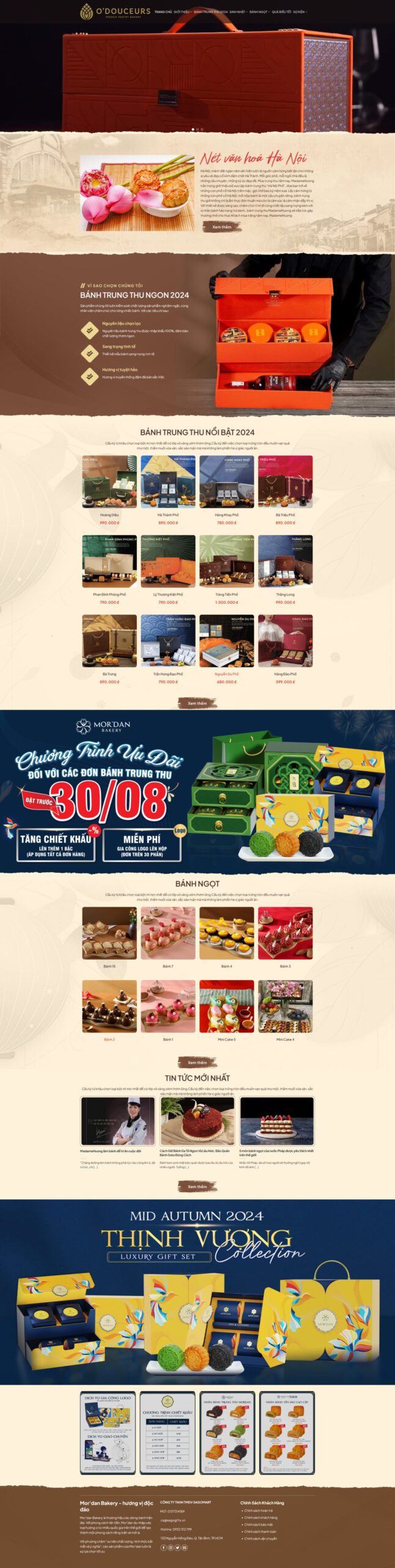 Giao diện Website Bán Bánh Trung Thu 01 chuẩn SEO cho cửa hàng bánh trung thu