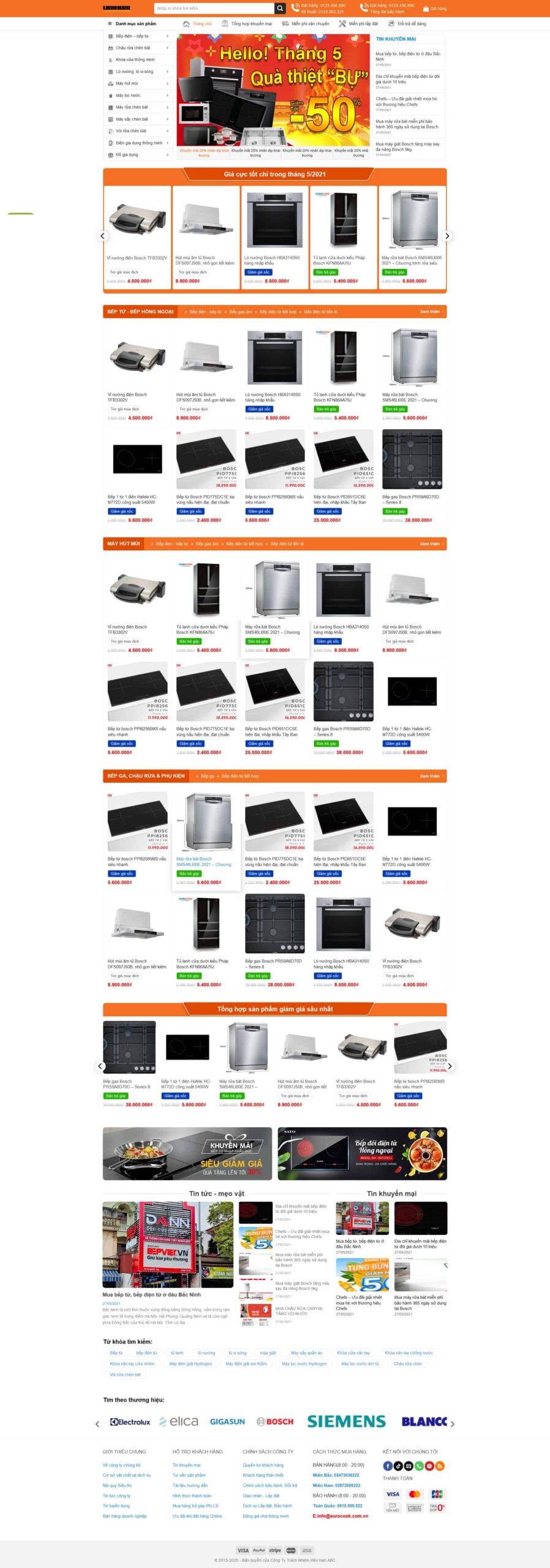 Website Bán Bếp Từ 03 – giao diện website bán bếp từ và thiết bị nhà bếp chuyên nghiệp