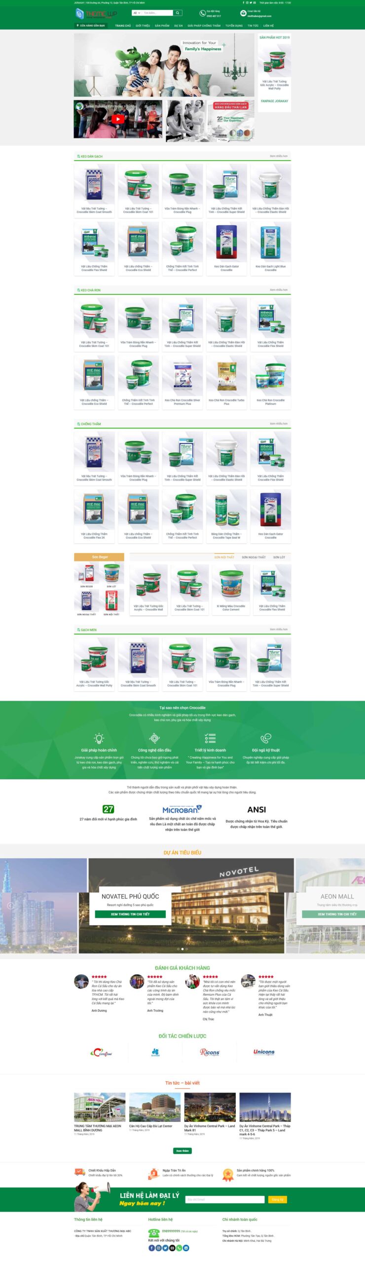 Website Bán Bột Sơn giao diện website bán bột sơn và vật liệu xây dựng.