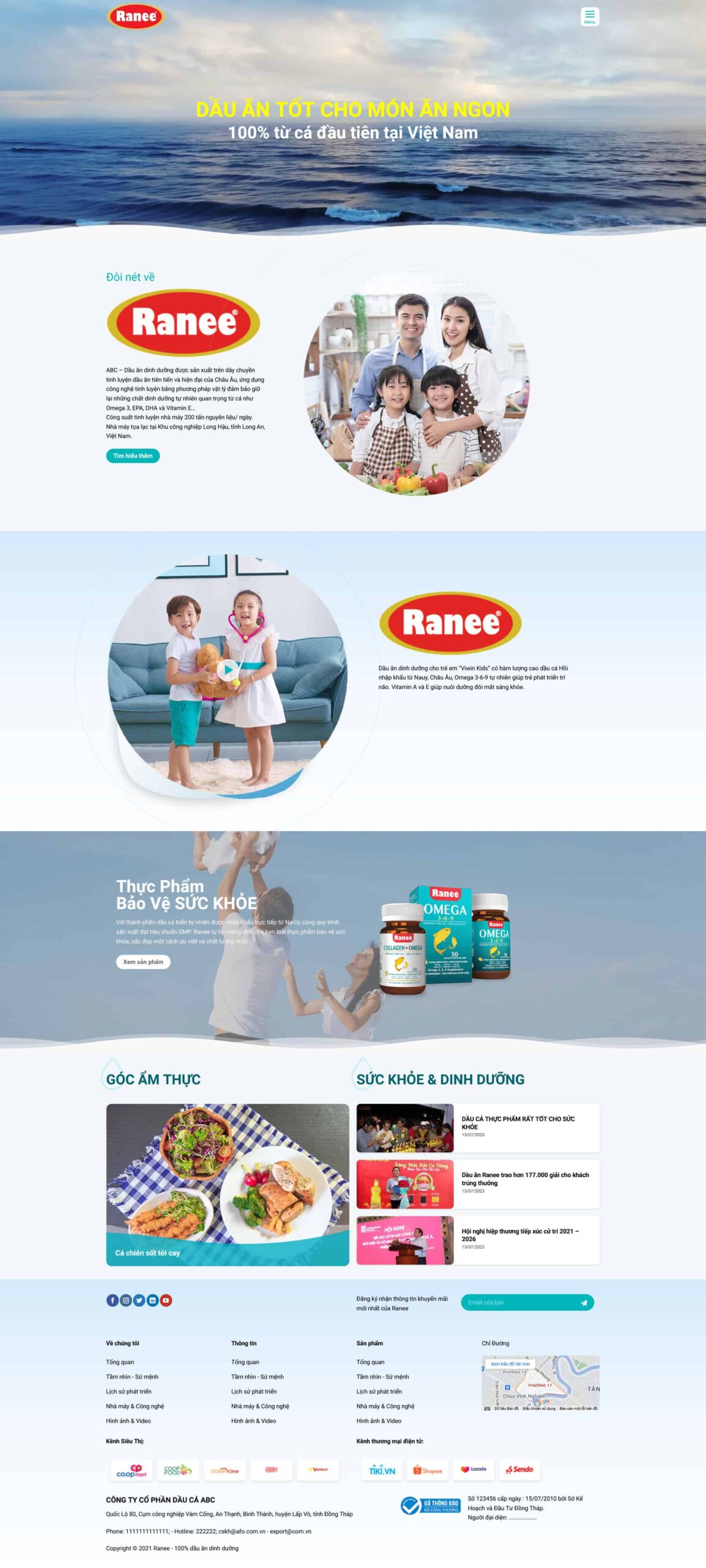 Website Bán Dầu Ăn giao diện bán thực phẩm dinh dưỡng hiện đại, chuyên nghiệp