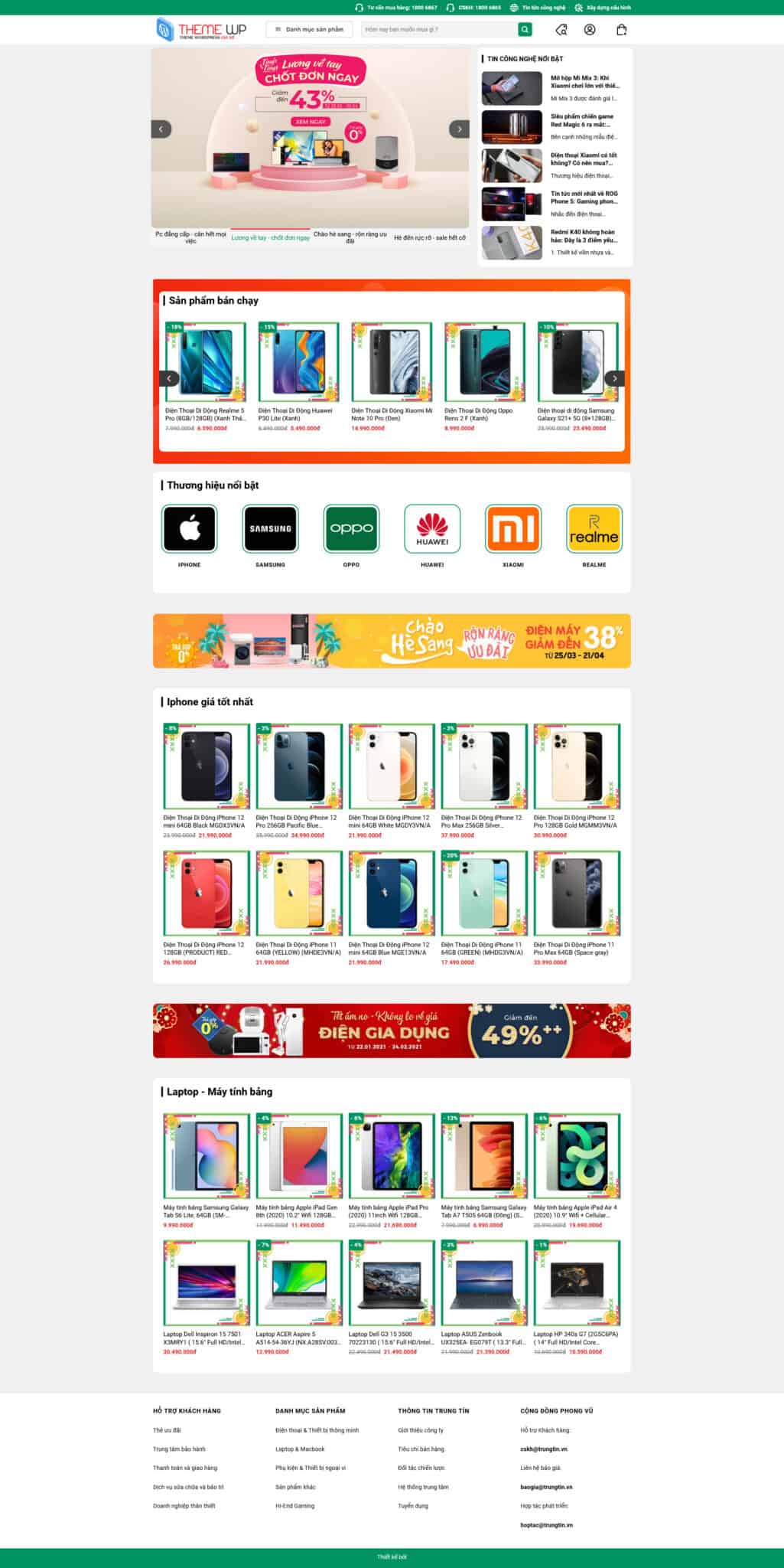 Website Bán Điện Thoại 05 – giao diện website bán điện thoại hiện đại, bố cục rõ ràng.