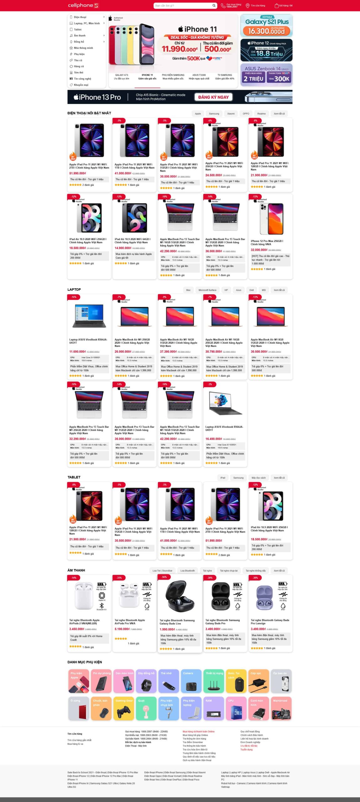 Website Bán Điện Thoại Giống Cellphones – giao diện website bán điện thoại hiện đại, bố cục rõ ràng.