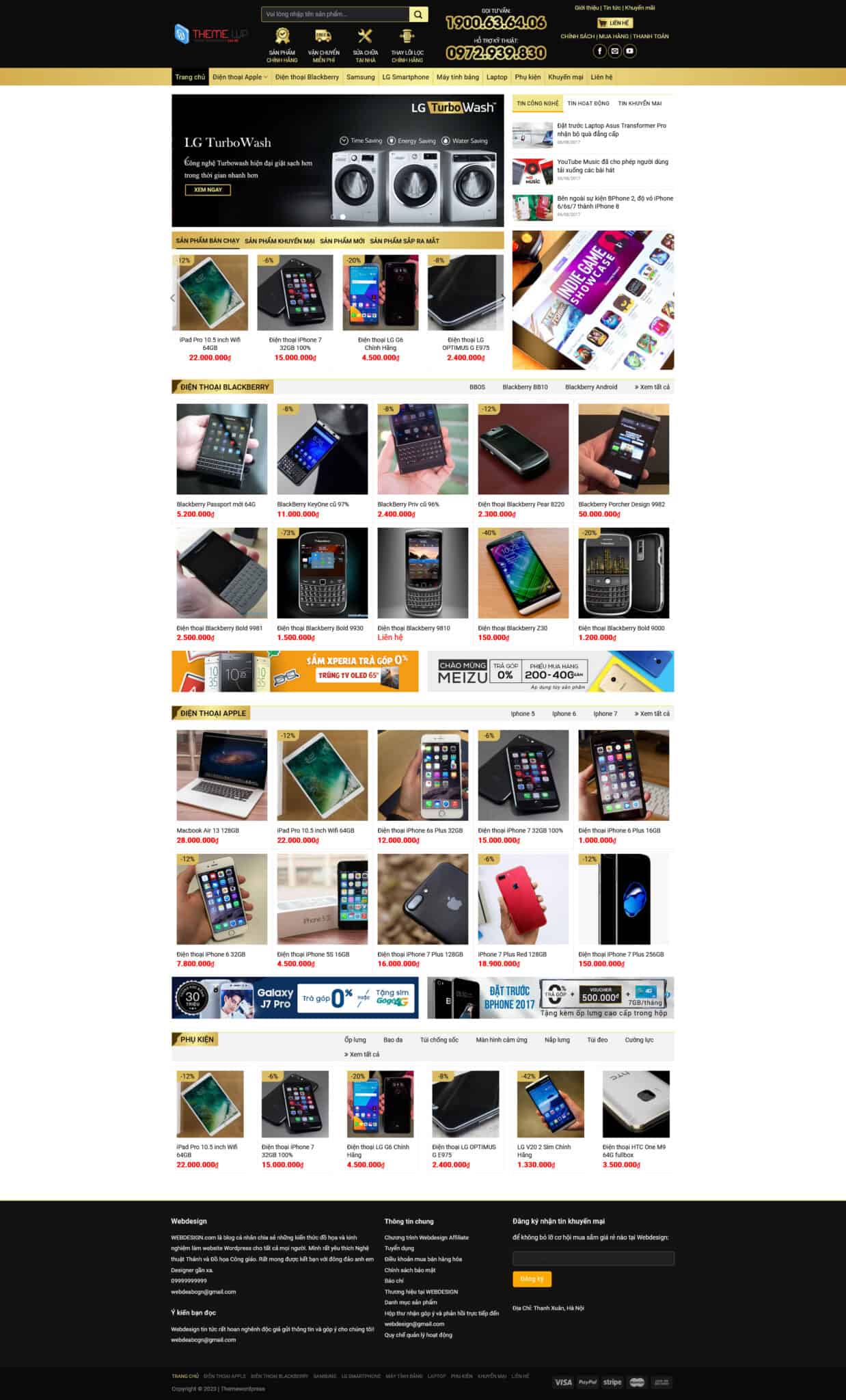 Website Bán Điện Thoại – giao diện website bán điện thoại hiện đại, bố cục rõ ràng.