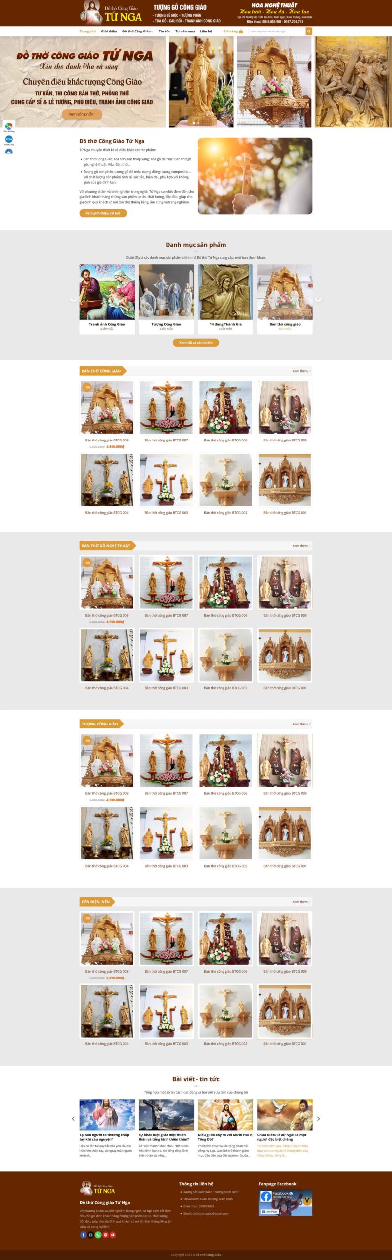 Website Bán Đồ Thờ Cúng giao diện website bán đồ thờ Công Giáo.