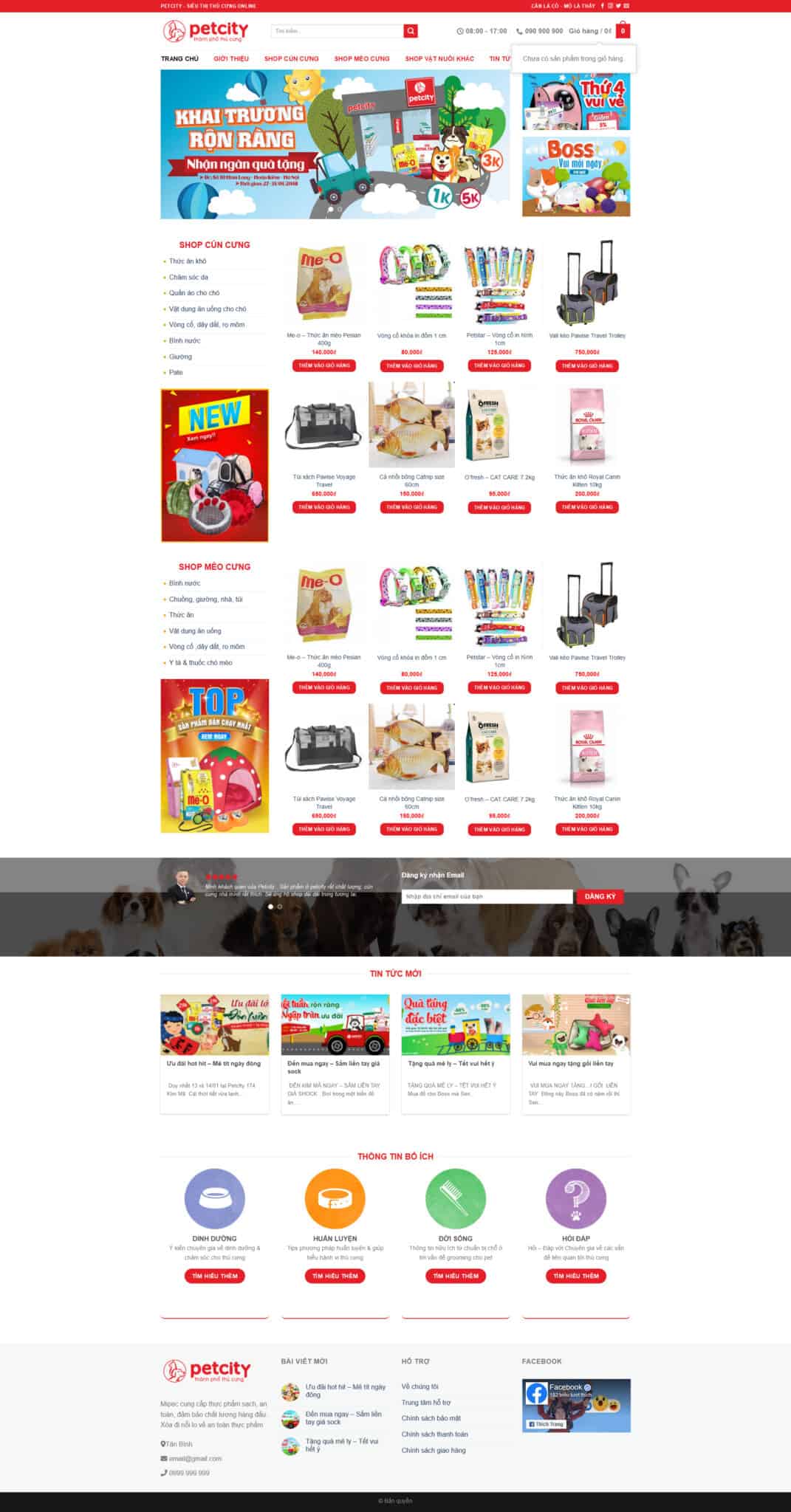 Website Bán Đồ Thú Cưng giao diện bán hàng đồ thú cưng chuyên nghiệp, bố cục chuẩn SEO