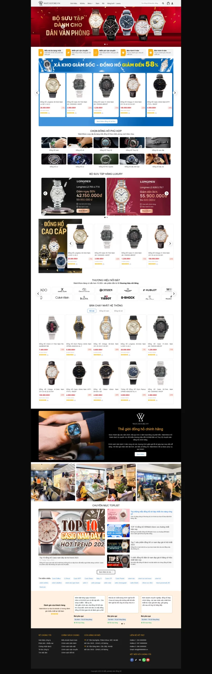 Website Bán Đồng Hồ 04 – giao diện website bán đồng hồ hiện đại, bố cục rõ ràng.