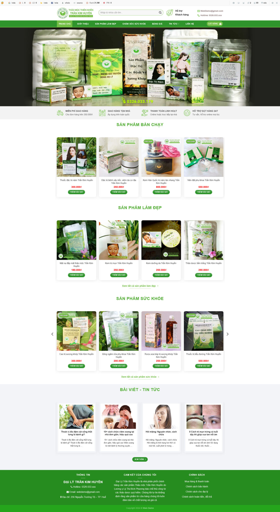 Website Bán Dược Phẩm Thuốc Nam 02 sản phẩm làm đẹp đông y
