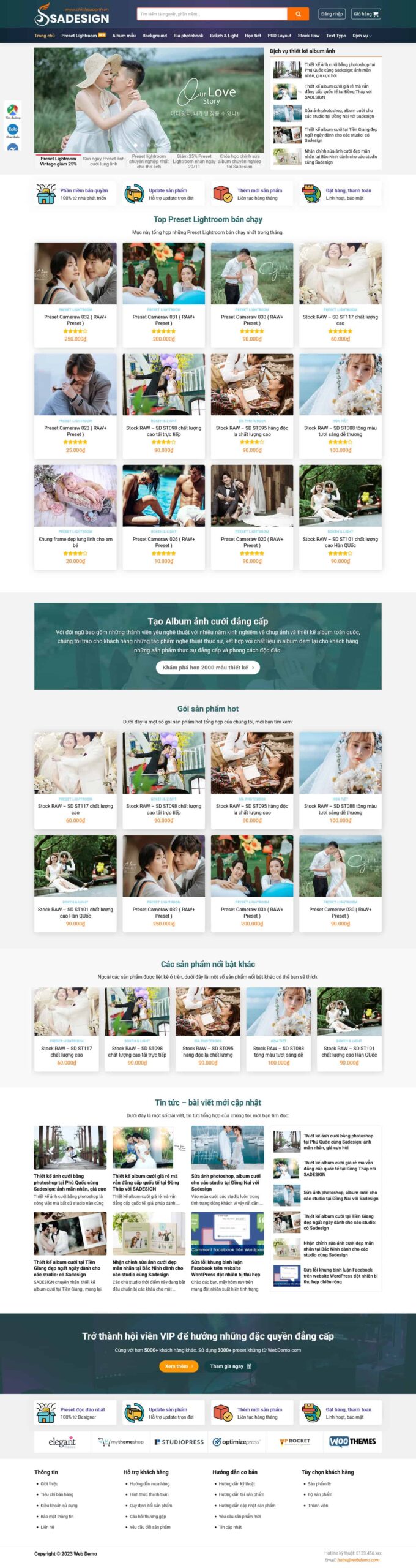 Website Bán File Đồ Họa Stock giao diện website bán preset Lightroom và stock ảnh chuyên nghiệp
