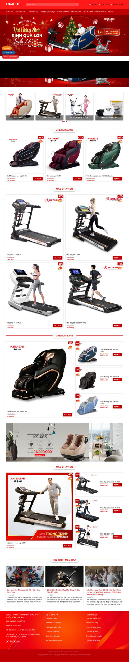 Website Bán Ghế Massage giao diện website bán ghế massage trực tuyến.