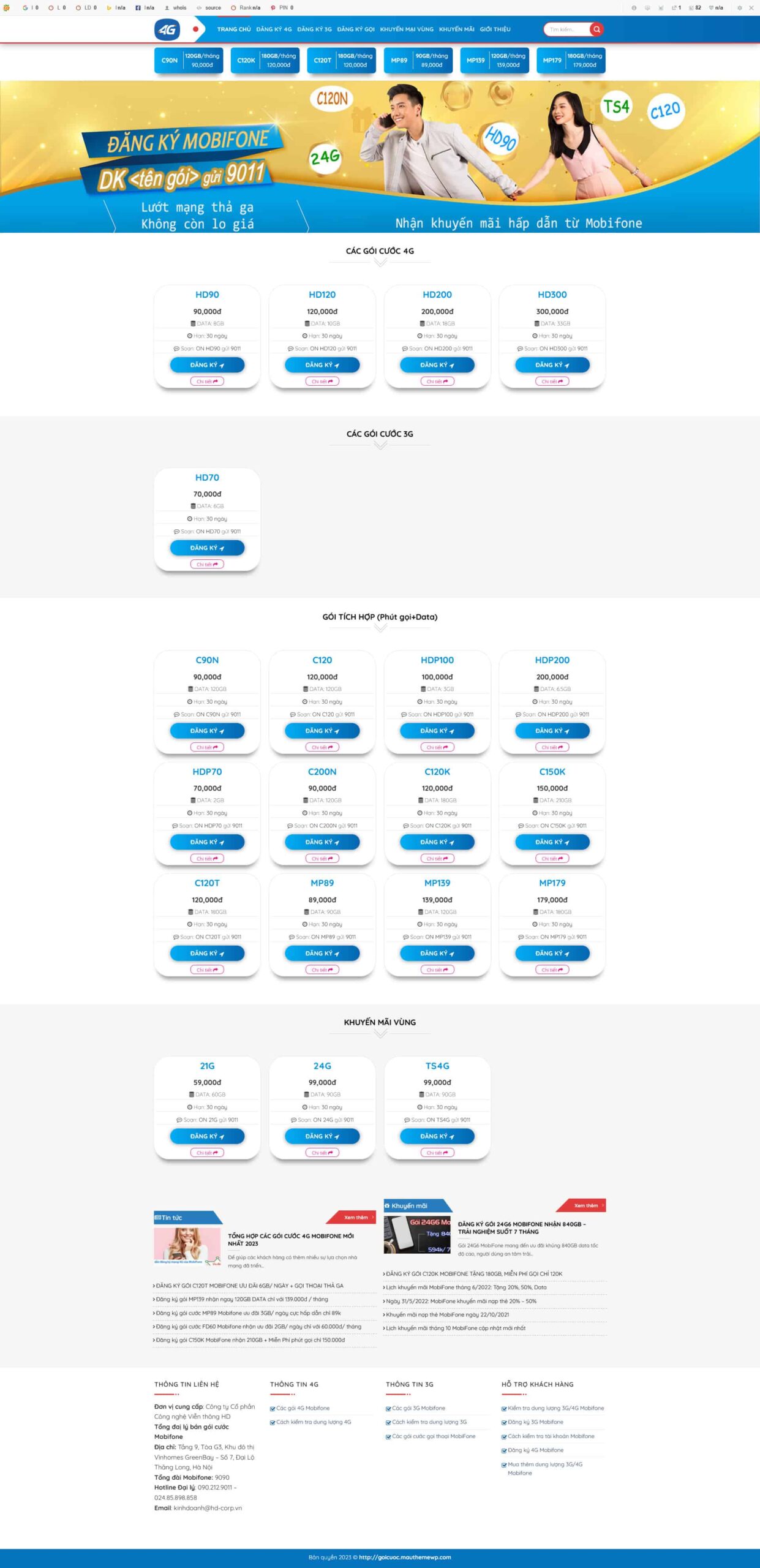 Website Bán Gói Cước Mobile – giao diện website bán gói cước di động 3G 4G chuyên nghiệp