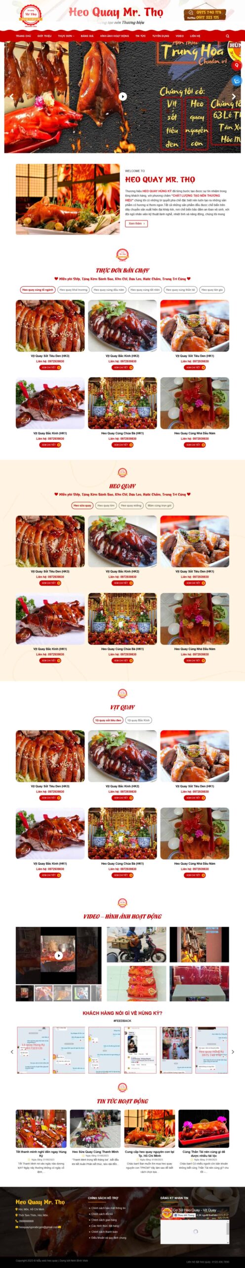 Website Bán Heo Quay Quán Ăn Nhà Hàng giao diện website bán heo quay và vịt quay chuyên nghiệp