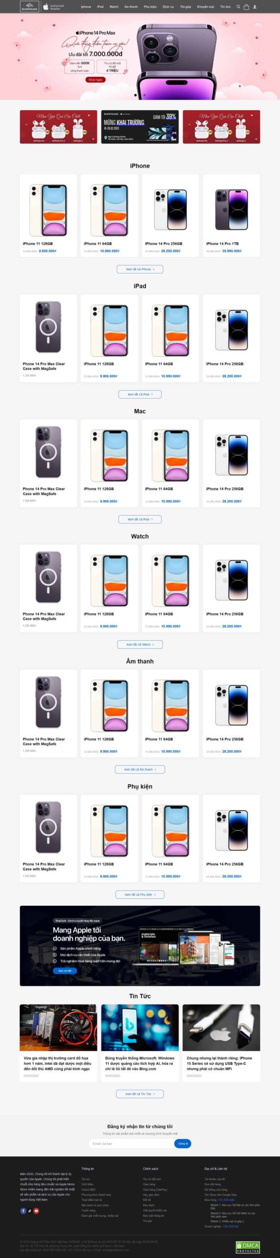 Website Bán Iphone 03 – giao diện website bán iPhone hiện đại, bố cục rõ ràng.