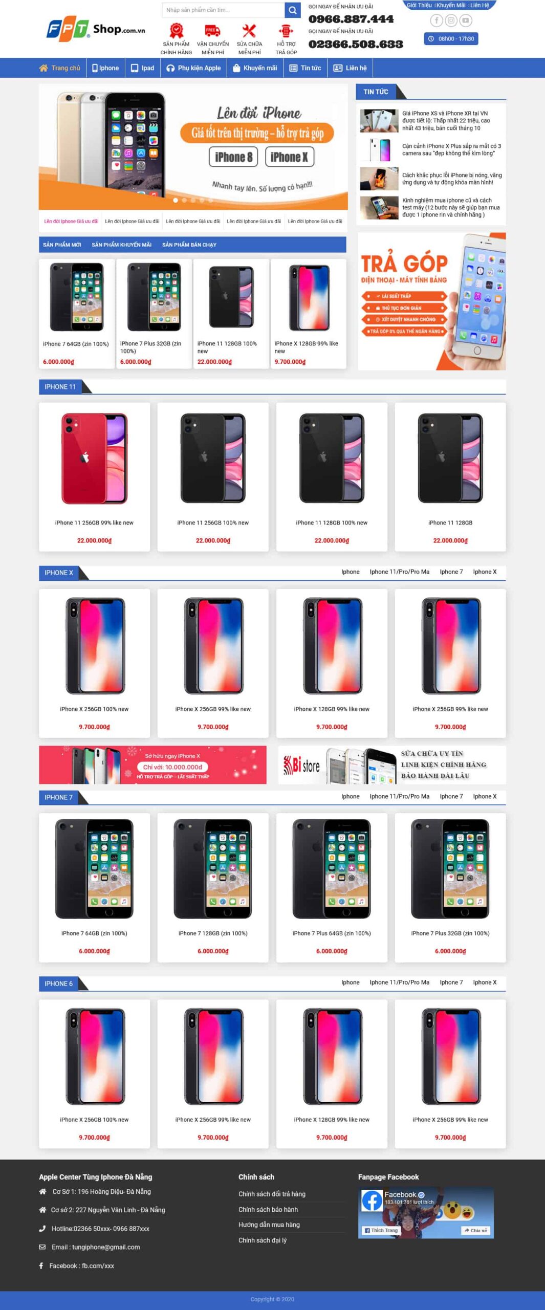 Website Bán Iphone – giao diện website bán iPhone hiện đại, bố cục rõ ràng.