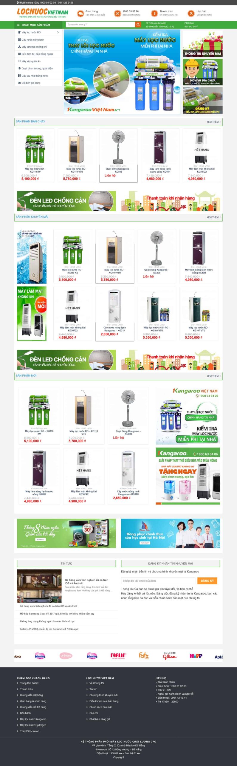 Website Bán Máy Lọc Nước – giao diện website bán máy lọc nước Kangaroo chuyên nghiệp
