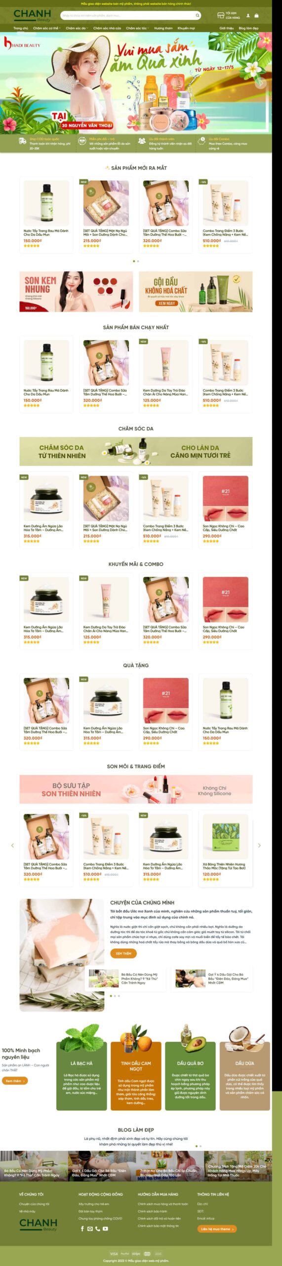 Website Bán Mỹ Phẩm 12 giao diện website bán hàng mỹ phẩm thiên nhiên chuyên nghiệp