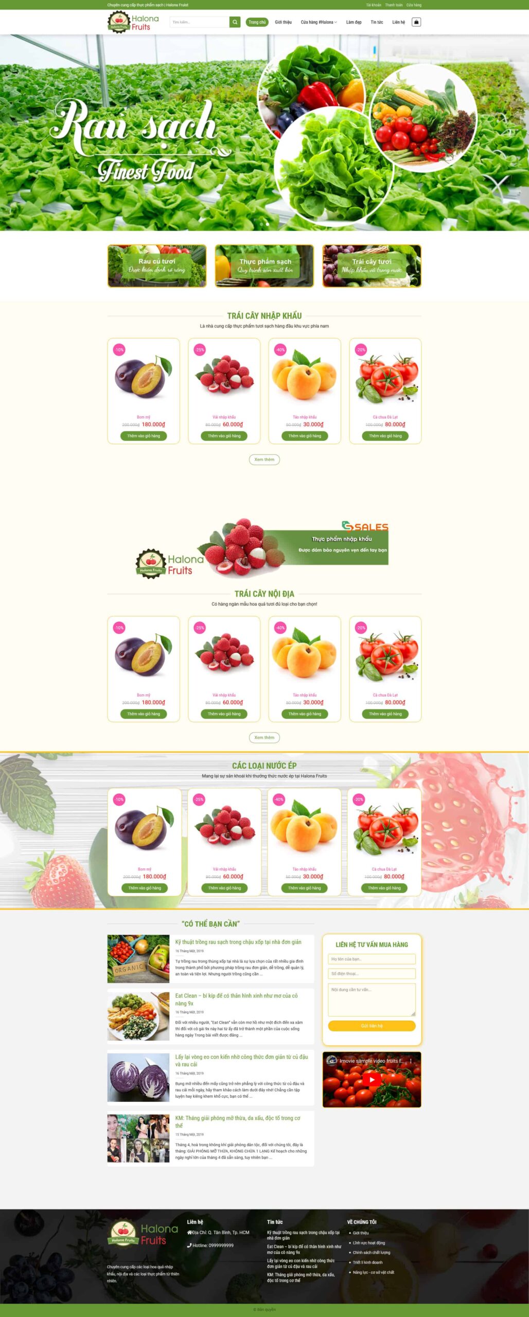 Website Bán Nông Sản giao diện website bán hàng nông sản và thực phẩm sạch