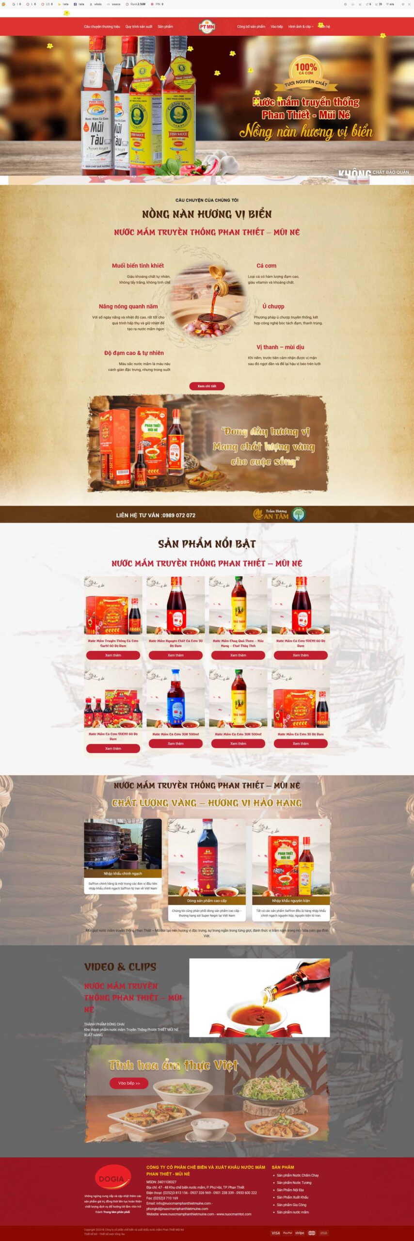 Giao diện Website Bán Nước Mắm Thực Phẩm truyền thống Phan Thiết – Mũi Né