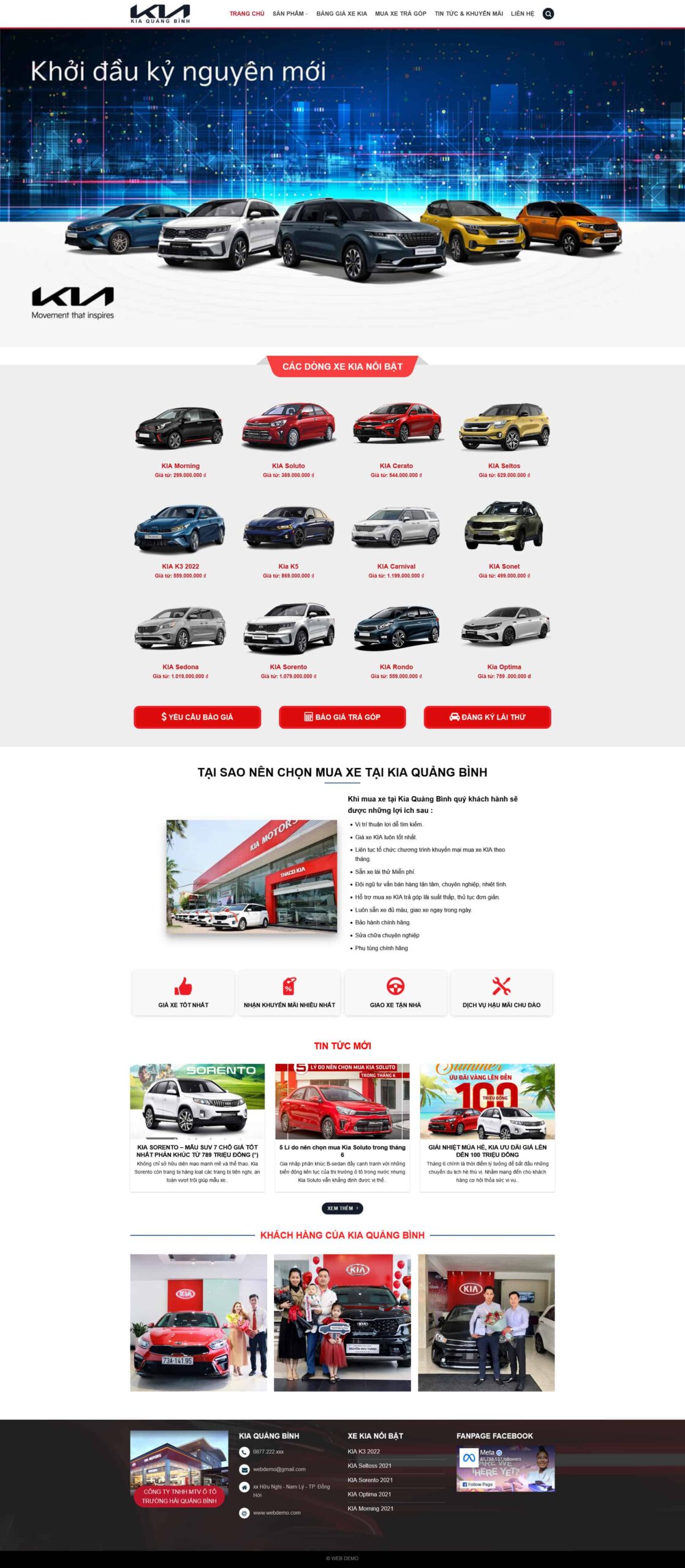 Website Bán Oto KIA 01 giao diện website đại lý KIA