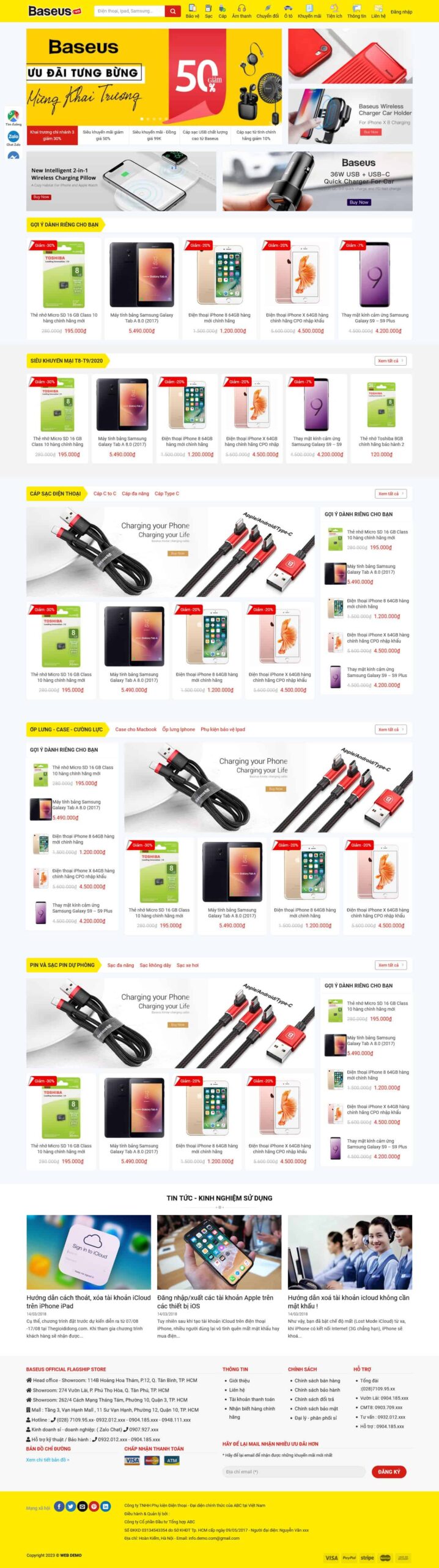 Website Bán Phụ Kiện Điện Thoại – giao diện website bán phụ kiện điện thoại hiện đại, bố cục rõ ràng.