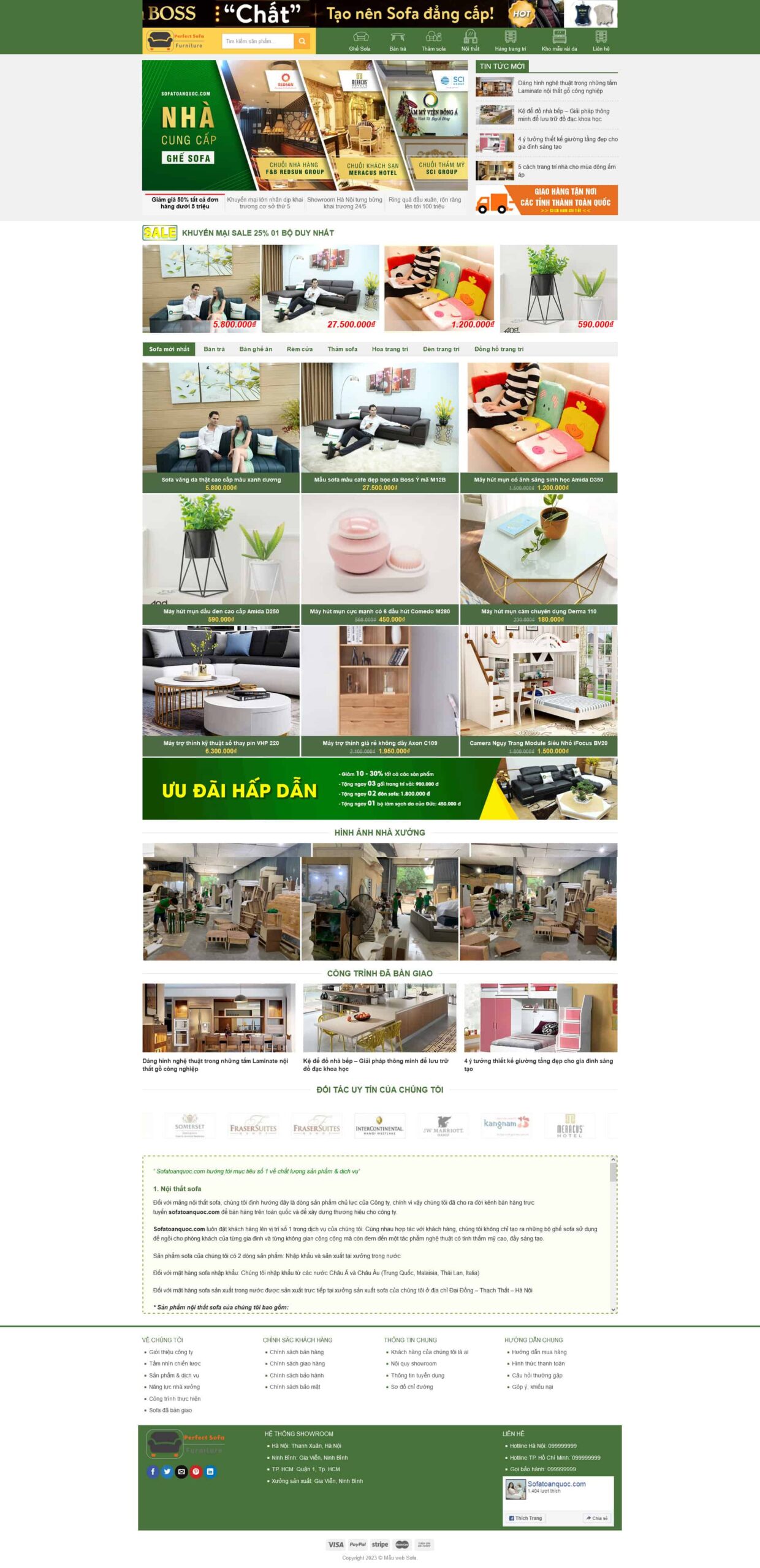 Website Bán Sofa giao diện website bán sofa và nội thất phòng khách chuyên nghiệp