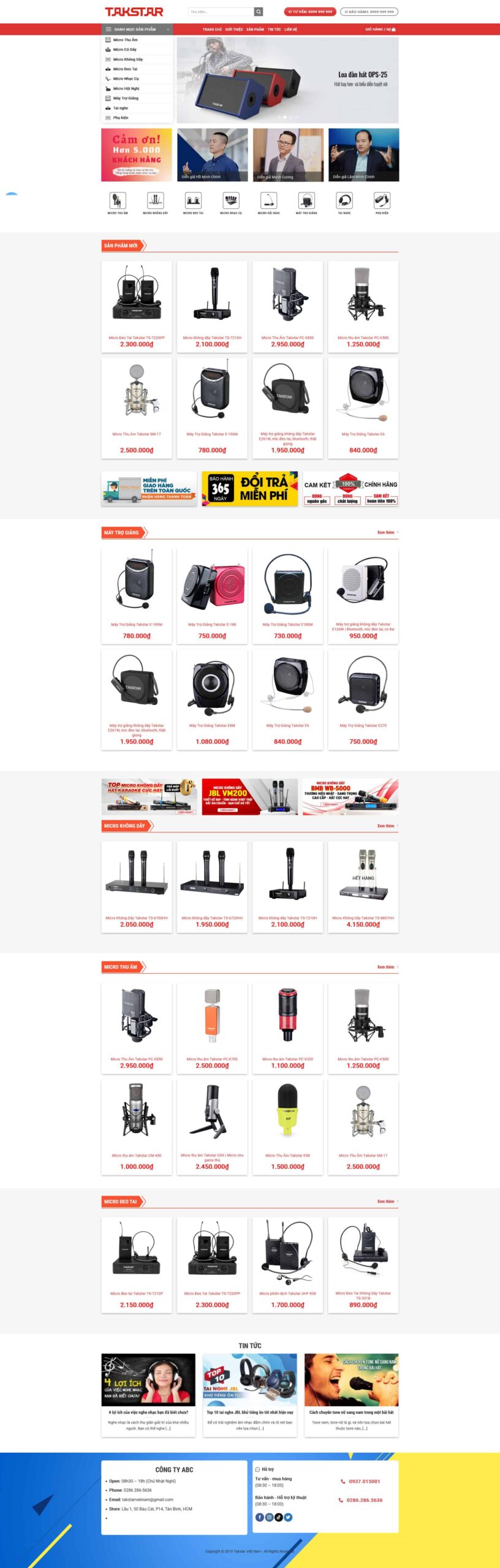 Website Bán Thiết Bị Âm Thanh giao diện website bán hàng thiết bị âm thanh hiển thị micro và loa chuyên nghiệp