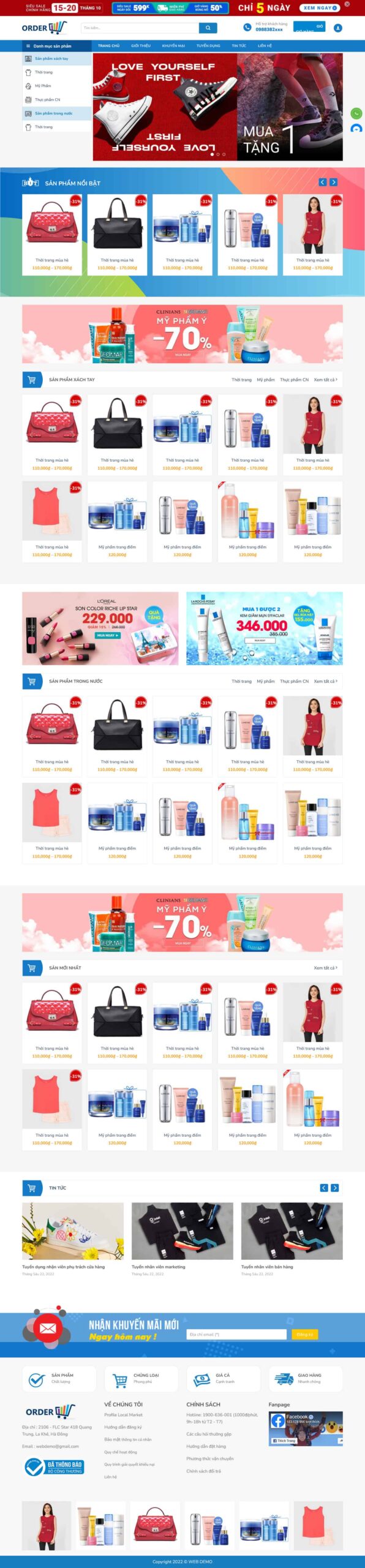 Website Bán Thời Trang Mỹ Phẩm 11 giao diện website bán mỹ phẩm và thời trang khuyến mãi