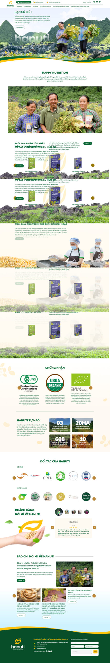 Giao diện Website Bán Thực Phẩm Chức Năng Hanuti – bố cục giới thiệu sản phẩm dinh dưỡng tự nhiên
