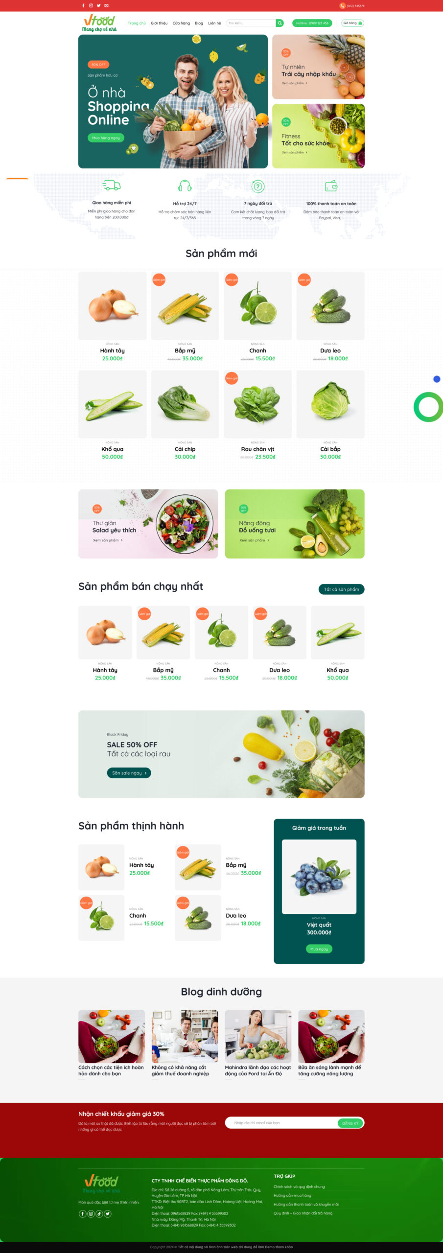 Website Bán Thực Phẩm Nông Sản 26 giao diện bán nông sản thực phẩm sạch online chuyên nghiệp