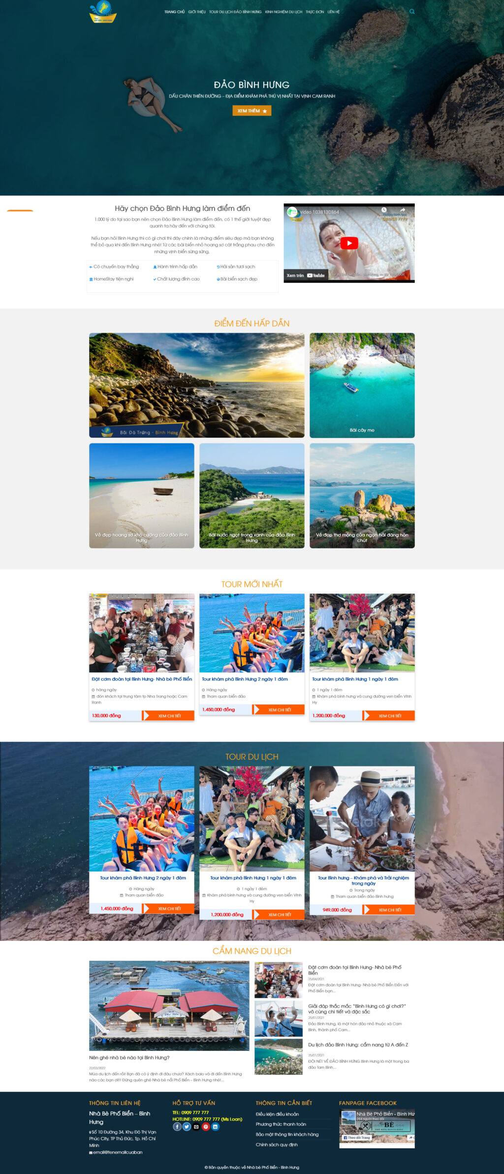 Website Bán Tour Bình Hưng giao diện website du lịch bán tour biển đảo