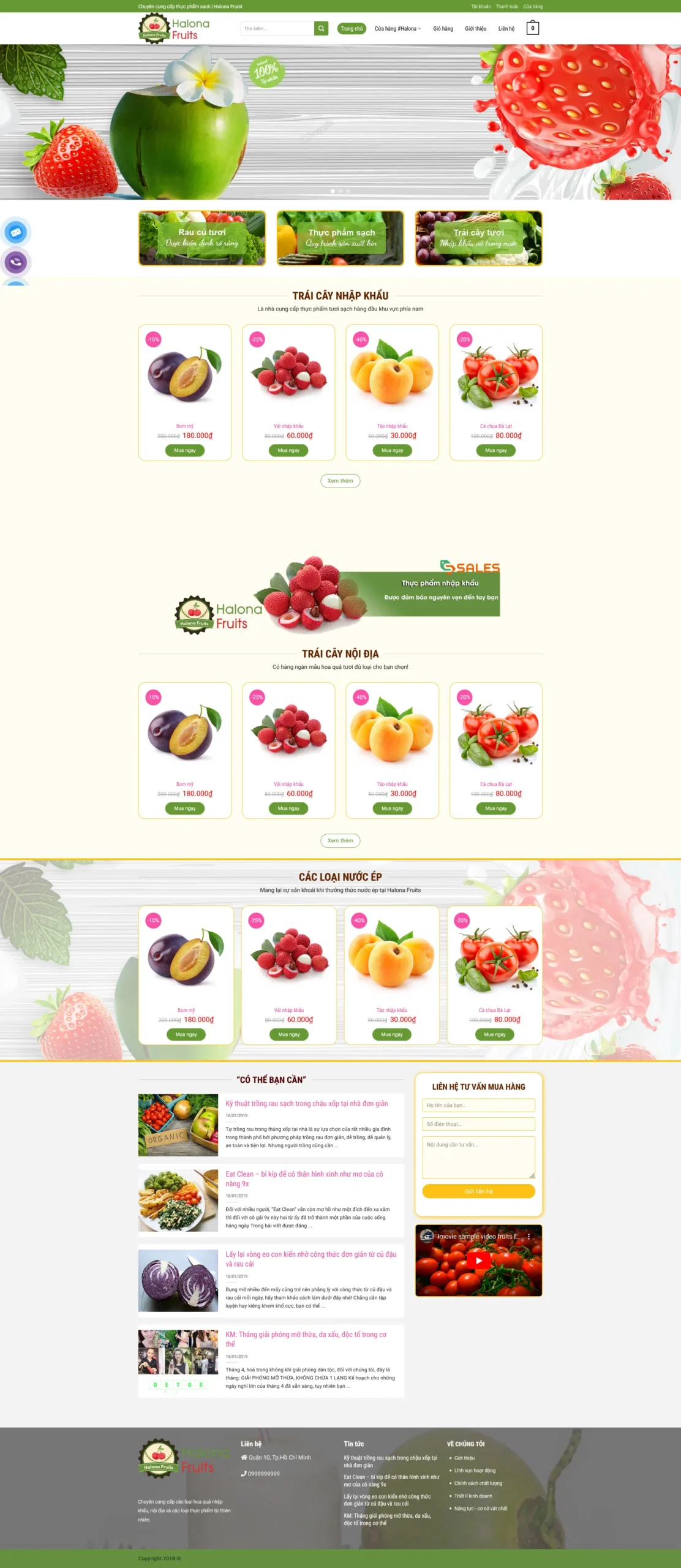 Website Bán Trái Cây 01 giao diện website bán trái cây tươi nông sản sạch nhập khẩu chuyên nghiệp