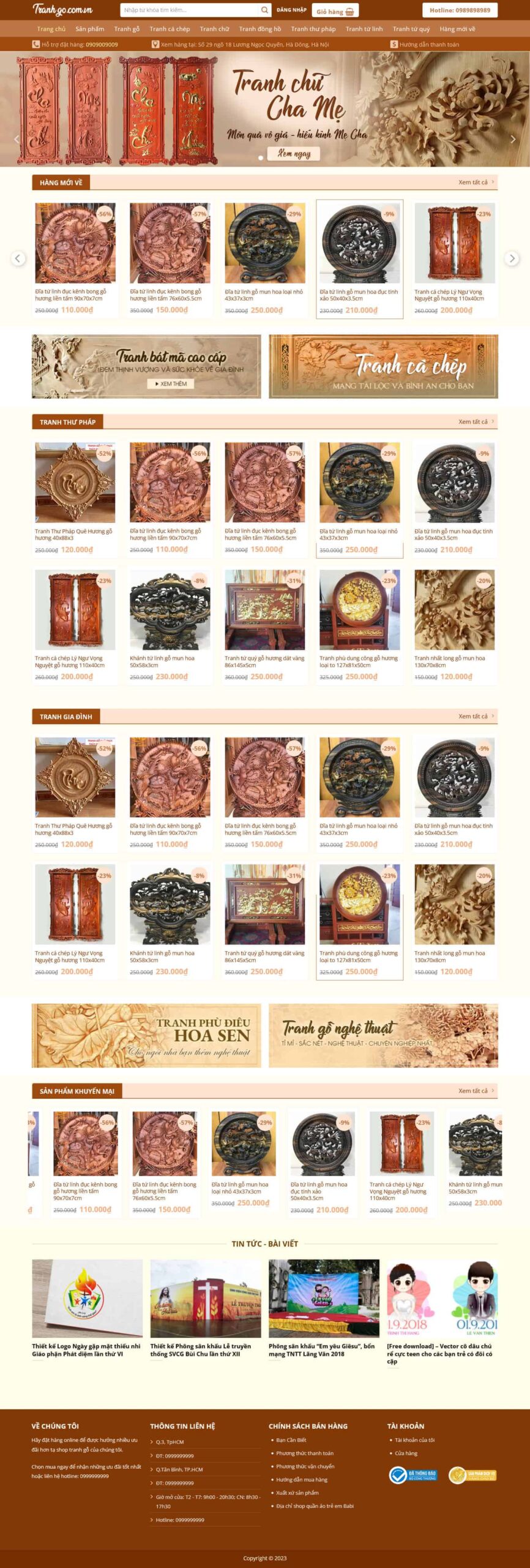Website Bán Tranh Gỗ giao diện website bán tranh gỗ mỹ nghệ và tranh phong thủy cao cấp