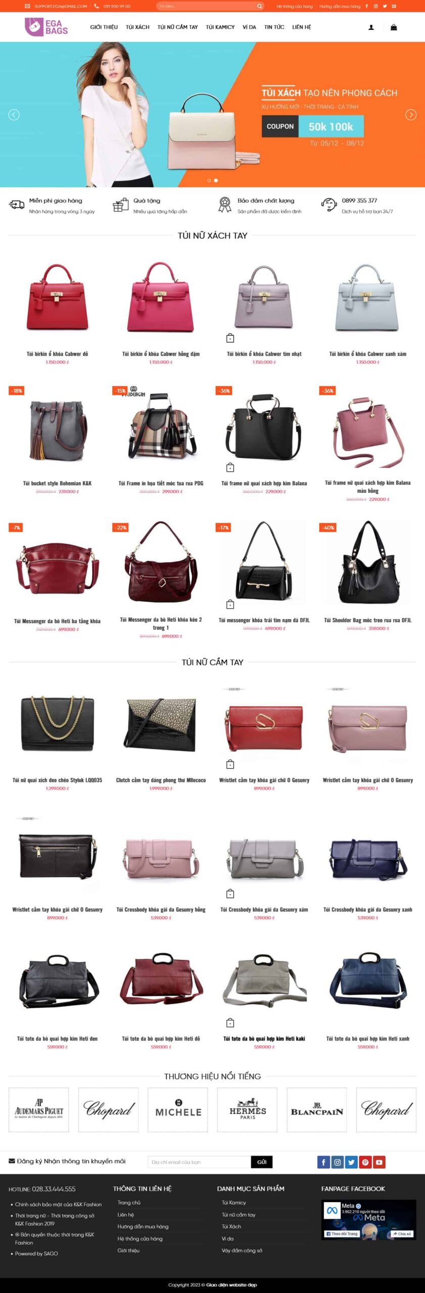 Website Bán Túi Xách giao diện website bán túi xách nữ và phụ kiện thời trang chuyên nghiệp