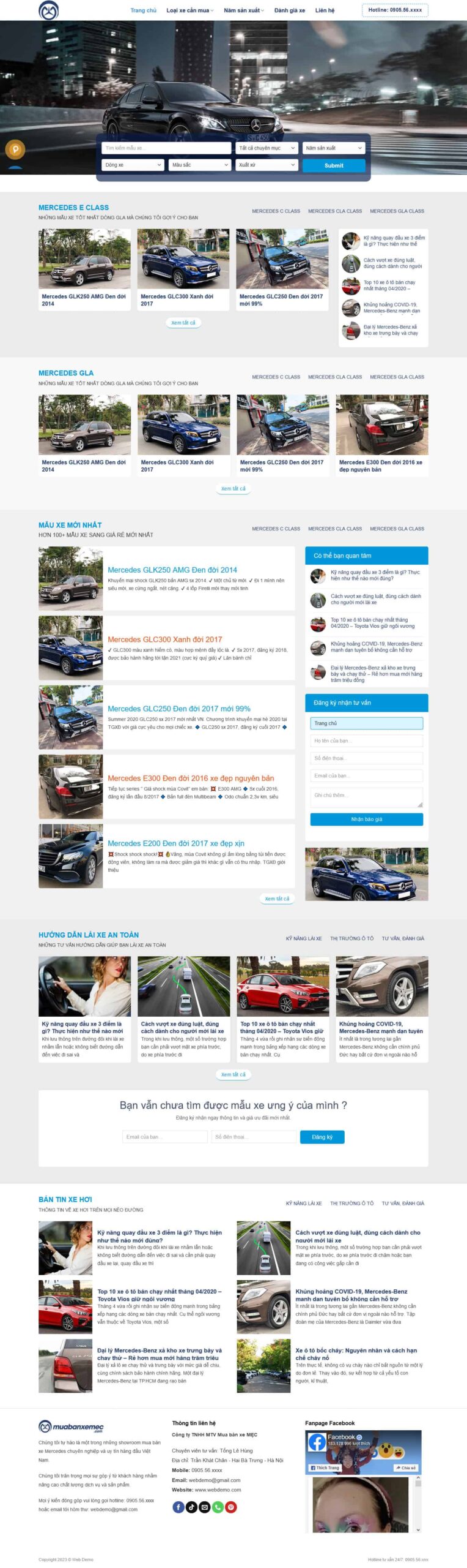 Website Bán Xe Mec – giao diện website bán hàng xe Mercedes