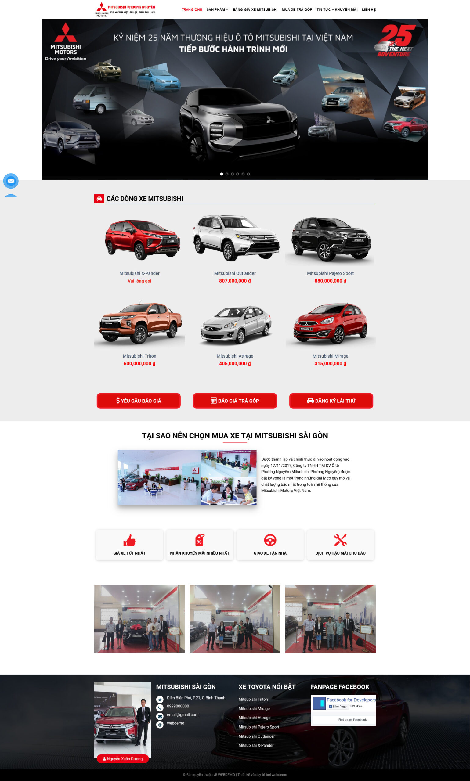 Website Bán Xe Mitsubishi 01 giao diện website bán xe Mitsubishi chuyên nghiệp cho showroom và đại lý kinh doanh