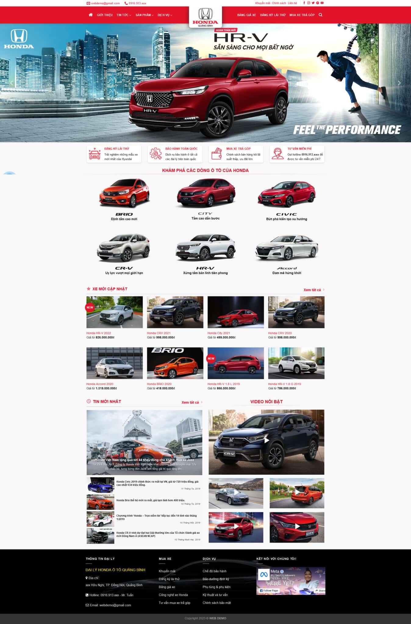 Website Bán Xe Oto Honda 02 giao diện website đại lý Honda 