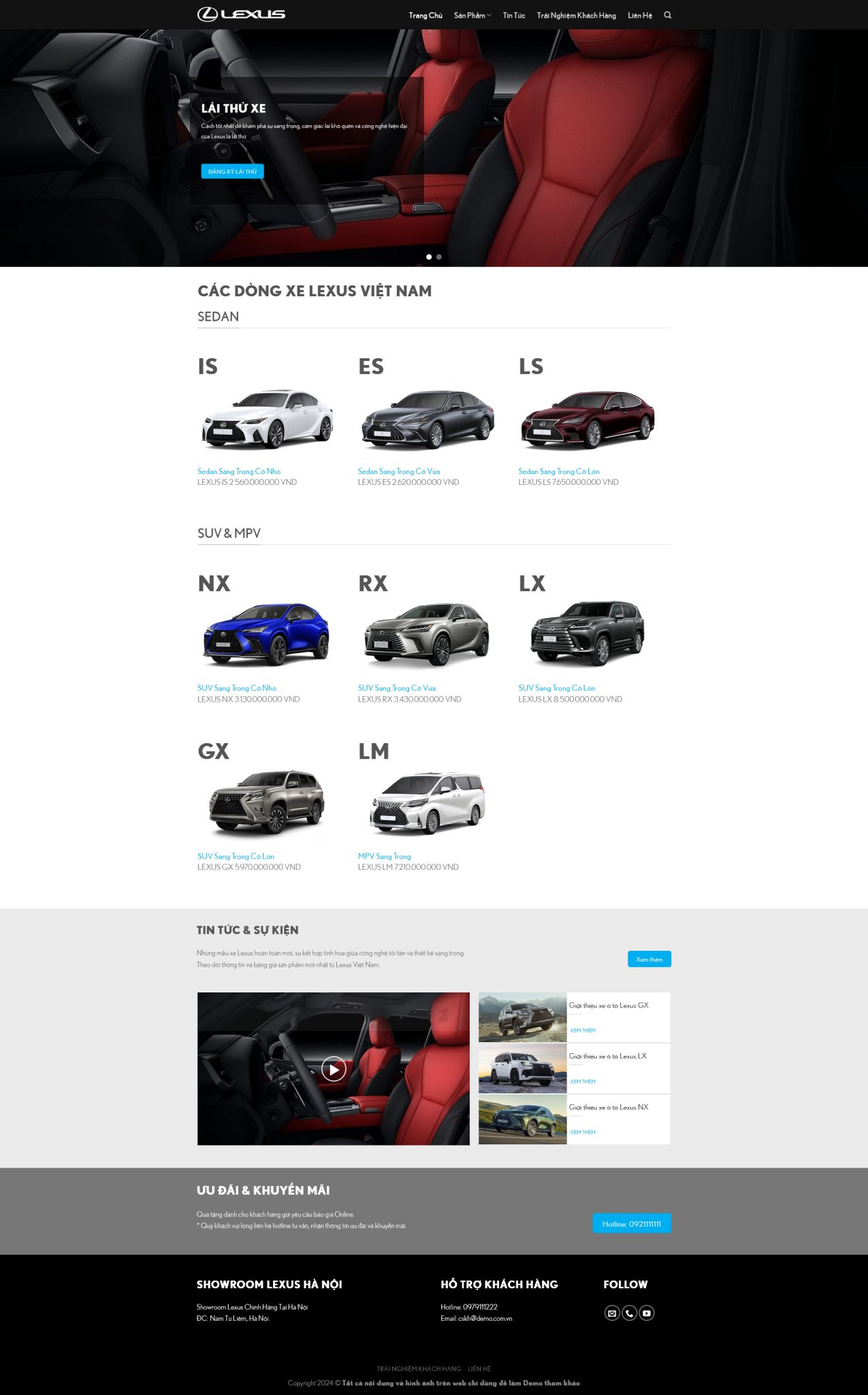 Giao diện Website Bán Xe Oto Lexus – bố cục trưng bày dòng xe sang trọng