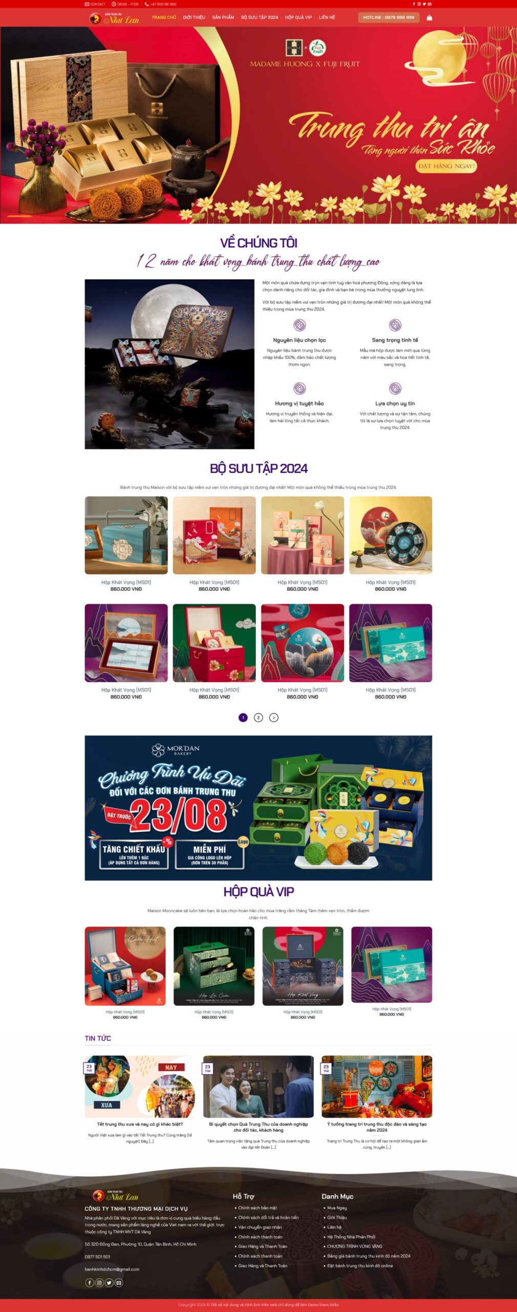 Giao diện Website Bánh Trung Thu 2024 chuẩn SEO cho cửa hàng bánh trung thu