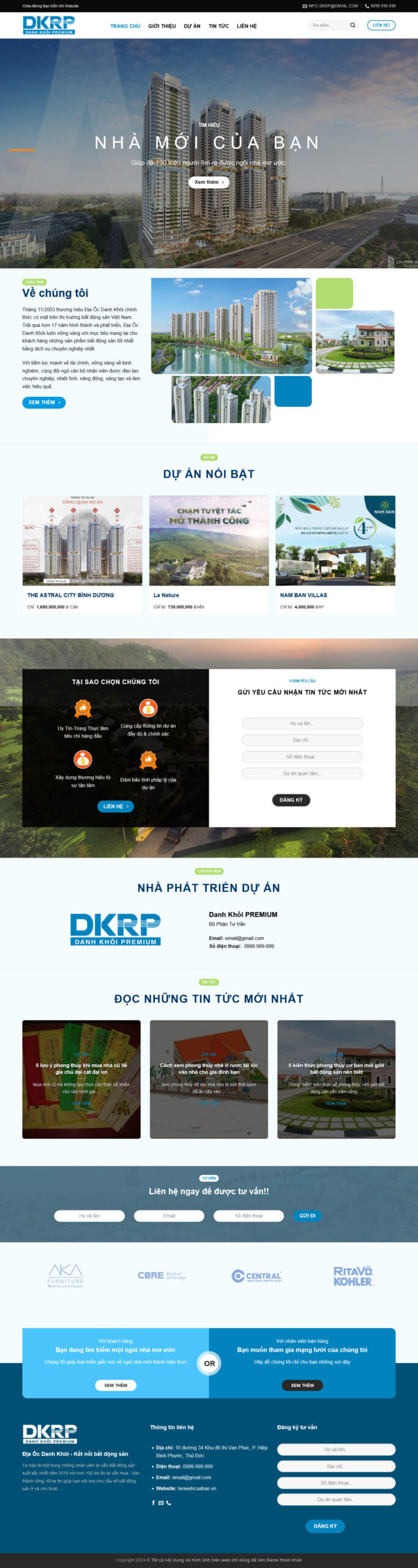 Website Bất Động Sản 0033 – giao diện website doanh nghiệp bất động sản hiện đại với dự án và form đăng ký