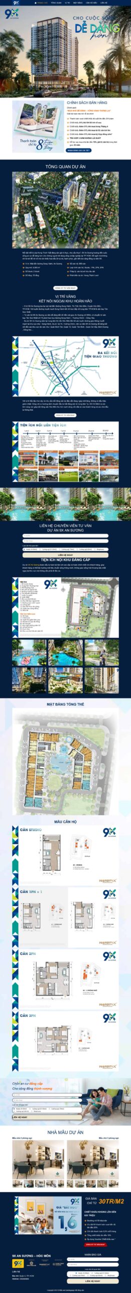 Website Bất Động Sản 01 – giao diện landing page dự án căn hộ cao cấp với tiện ích, mặt bằng và form đăng ký
