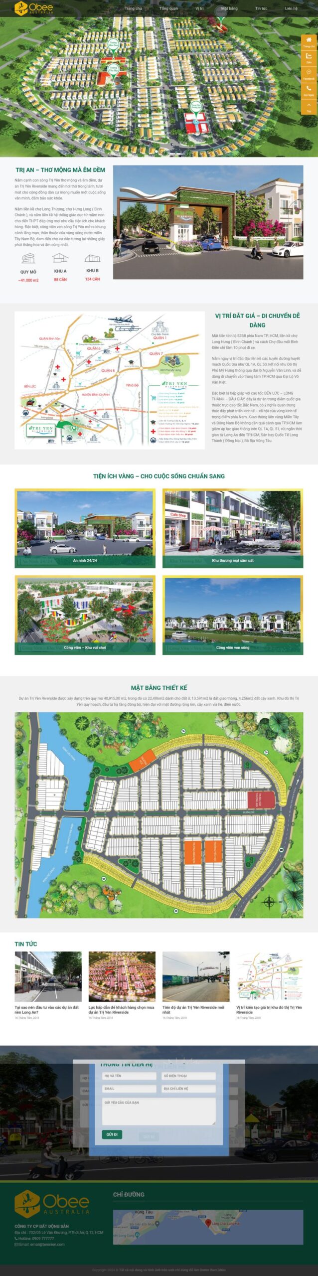 Website Bất Động Sản 013 – giao diện landing page dự án khu đô thị hiện đại, trực quan