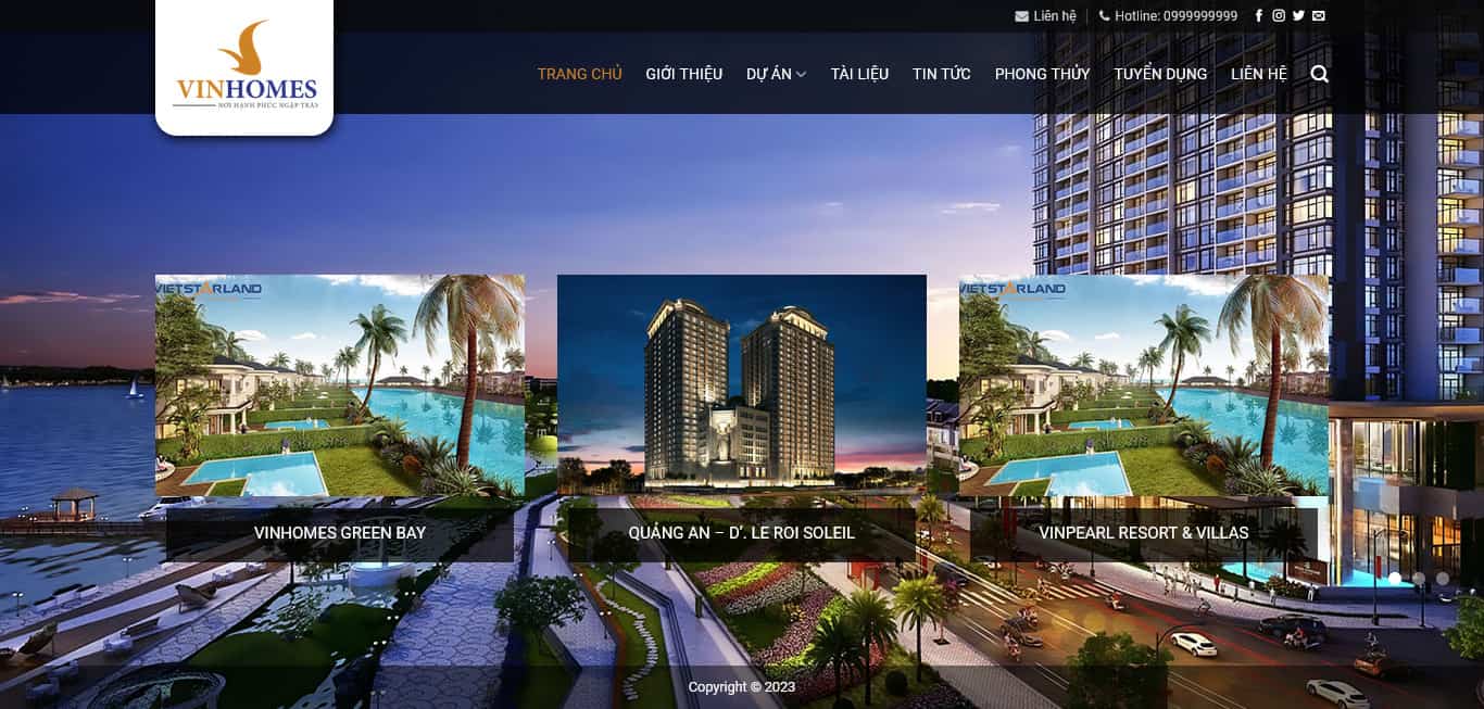 Website Bất Động Sản 03 – giao diện website giới thiệu dự án bất động sản cao cấp hiện đại