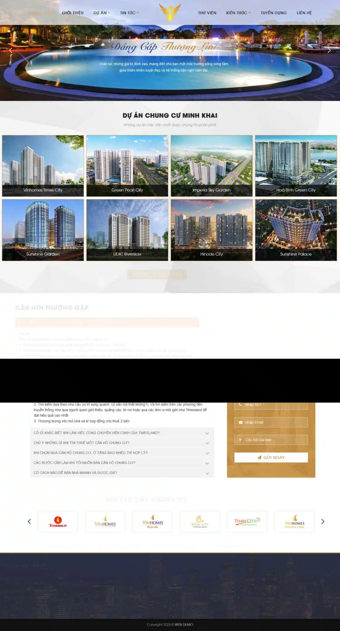 Website Bất Động Sản 033 – giao diện website giới thiệu dự án chung cư với danh sách dự án dạng lưới hiện đại