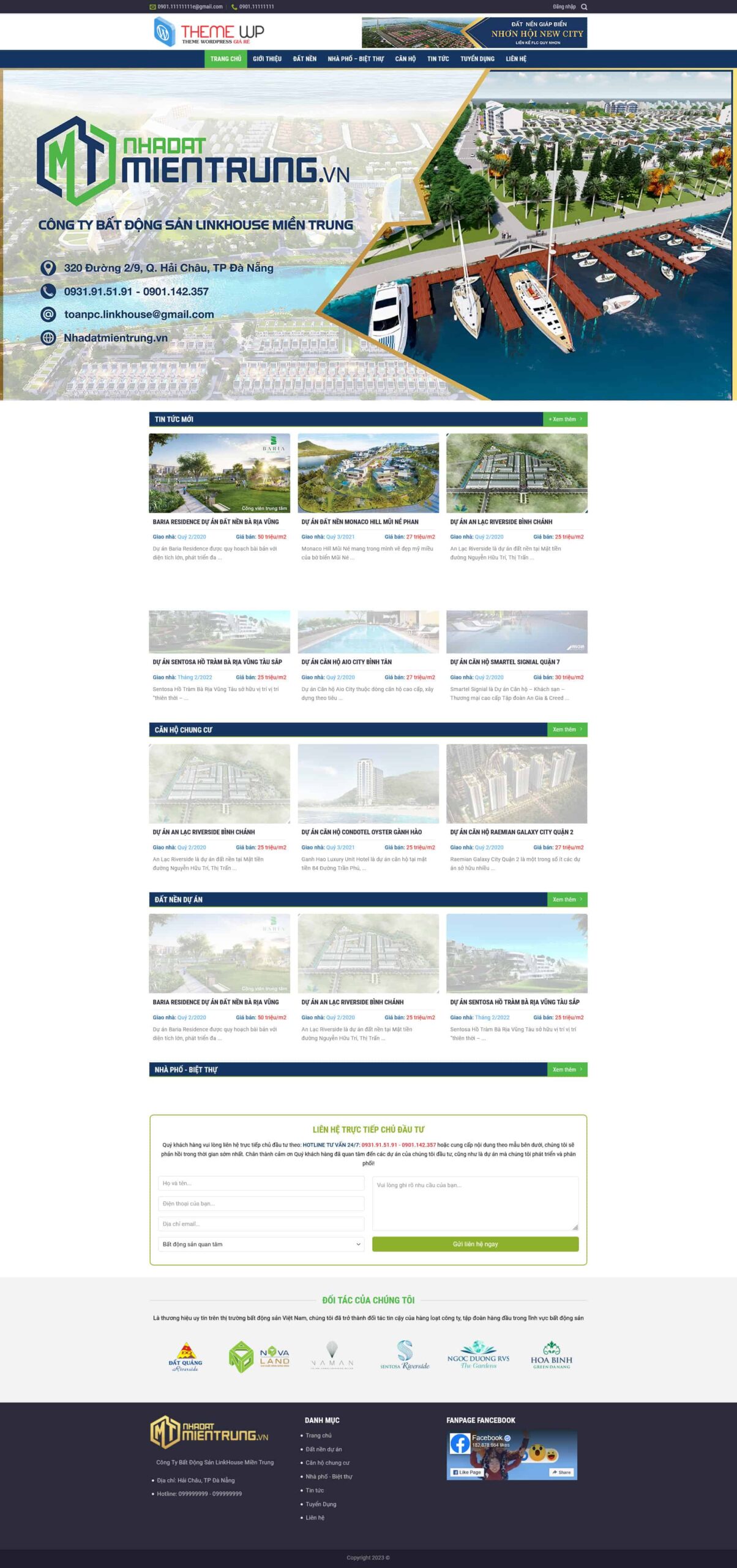 Website Bất Động Sản 05 – giao diện website doanh nghiệp bất động sản phân loại dự án rõ ràng