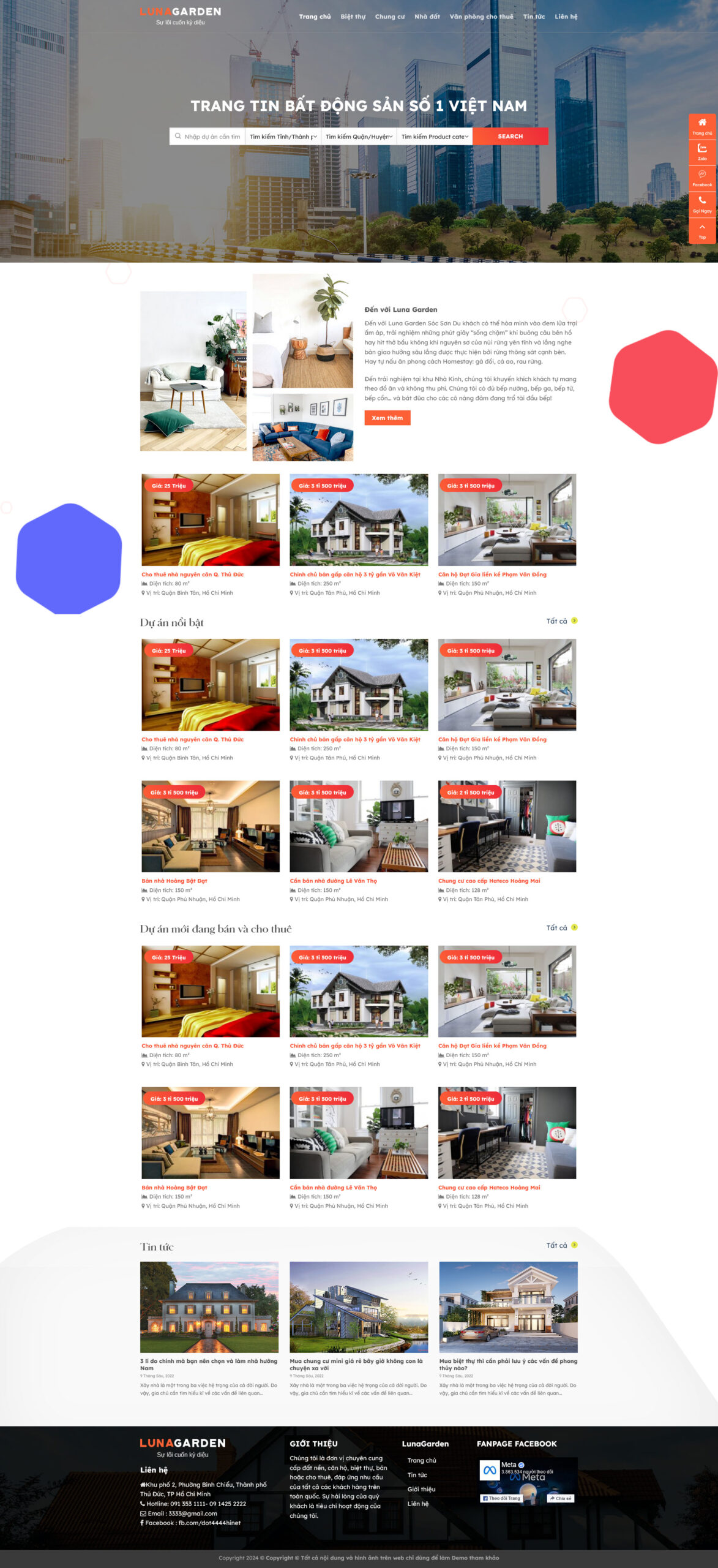 Website Bất Động Sản 054 – giao diện website mua bán và cho thuê bất động sản hiện đại