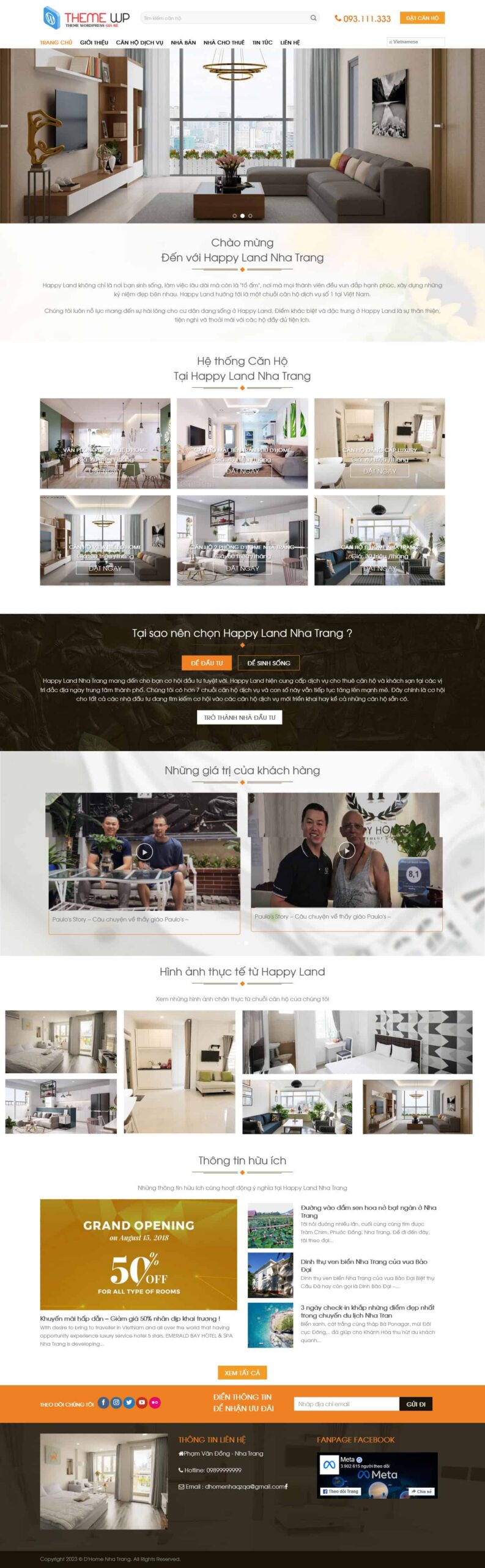 Website Bất Động Sản 11 – giao diện website căn hộ dịch vụ và bất động sản nghỉ dưỡng hiện đại