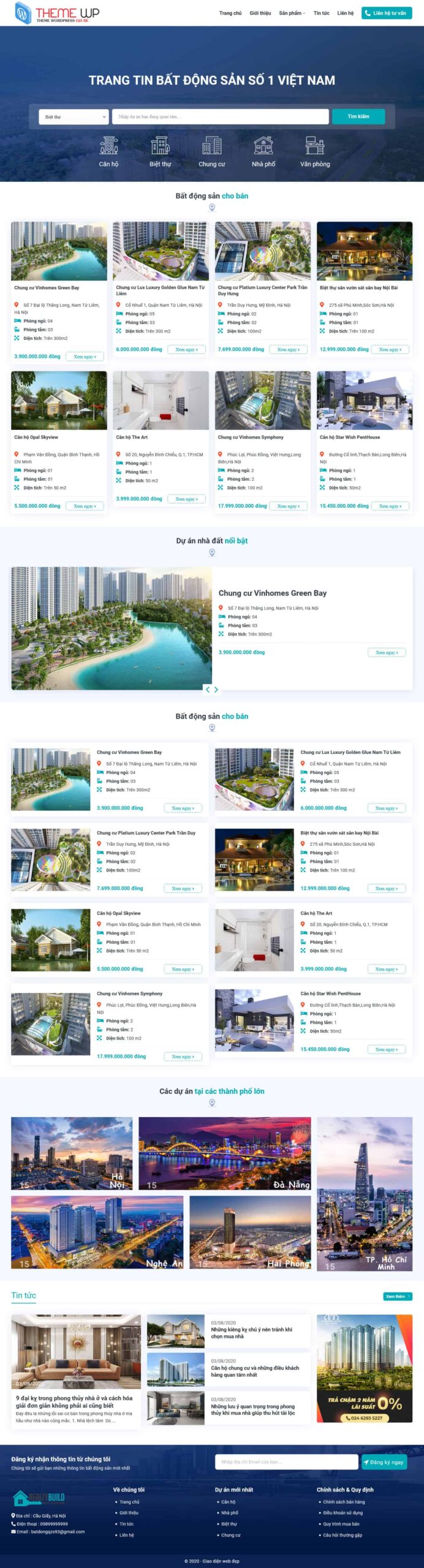 Website Bất Động Sản 12 – giao diện website đăng tin và tìm kiếm bất động sản hiện đại